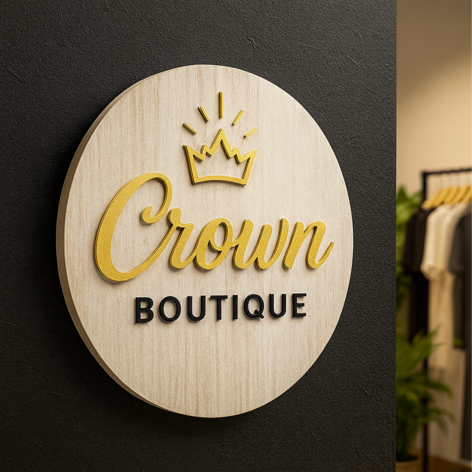 Hardly Laser™ Custom Wooden Business Logo Sign – Personalized Rustic Wall Décor for Shops, Cafés & Offices