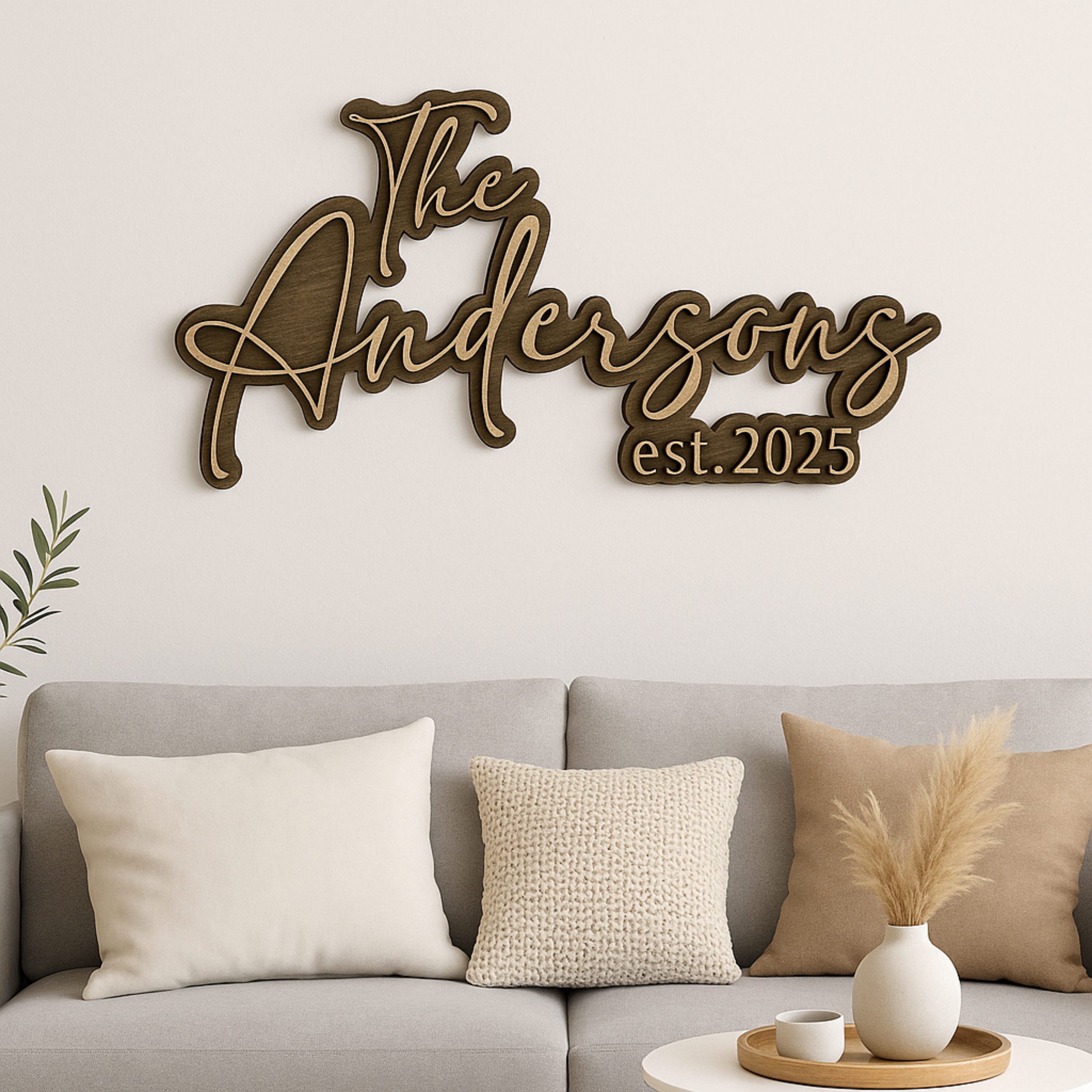 Hardly Laser™ Custom Family Name Wooden Sign – Personalized Last Name Plaque for Weddings, Housewarmings & Home Décor