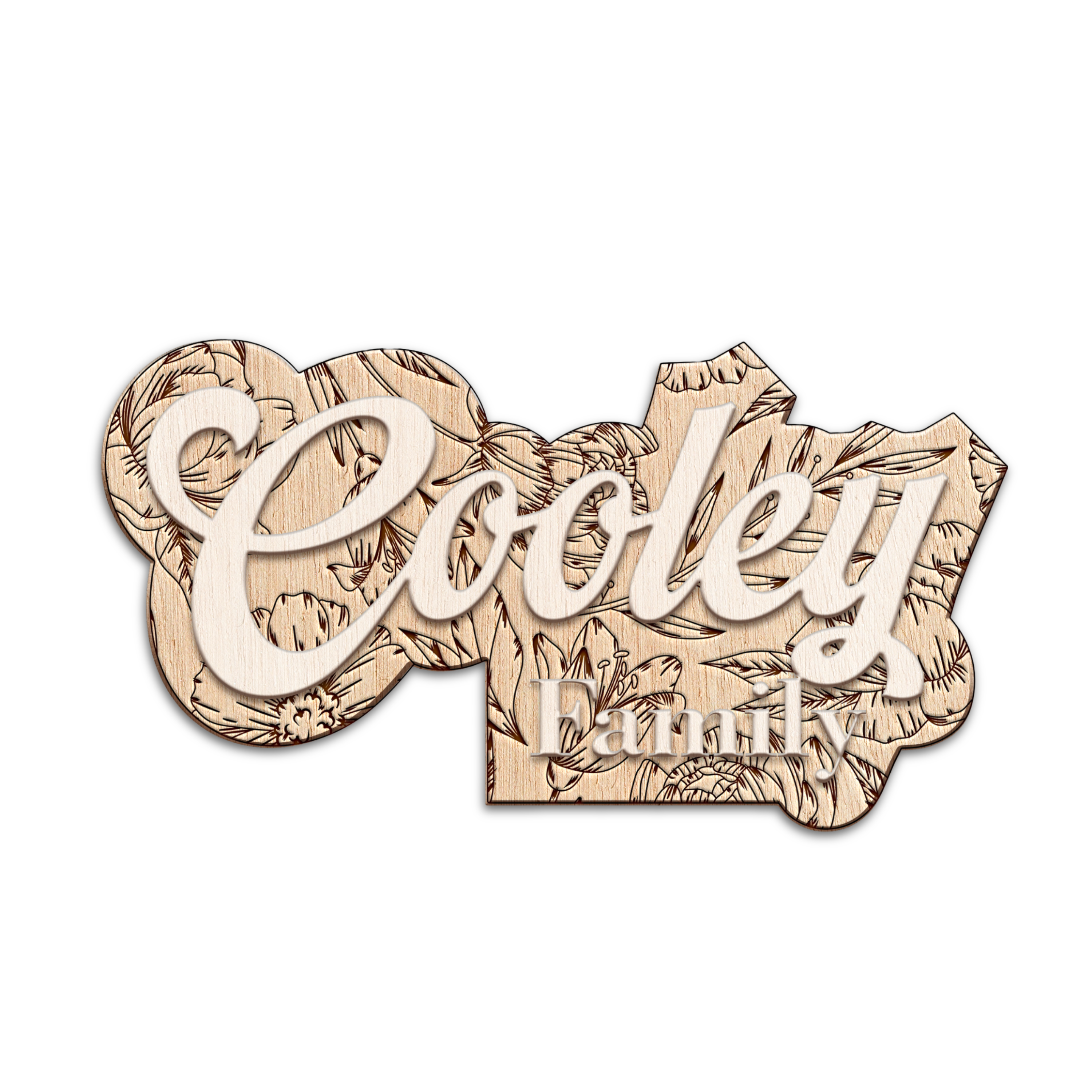 Hardly Laser™ Custom Family Last Name Sign – Personalized Wooden Floral Engraved Wedding & Housewarming Décor