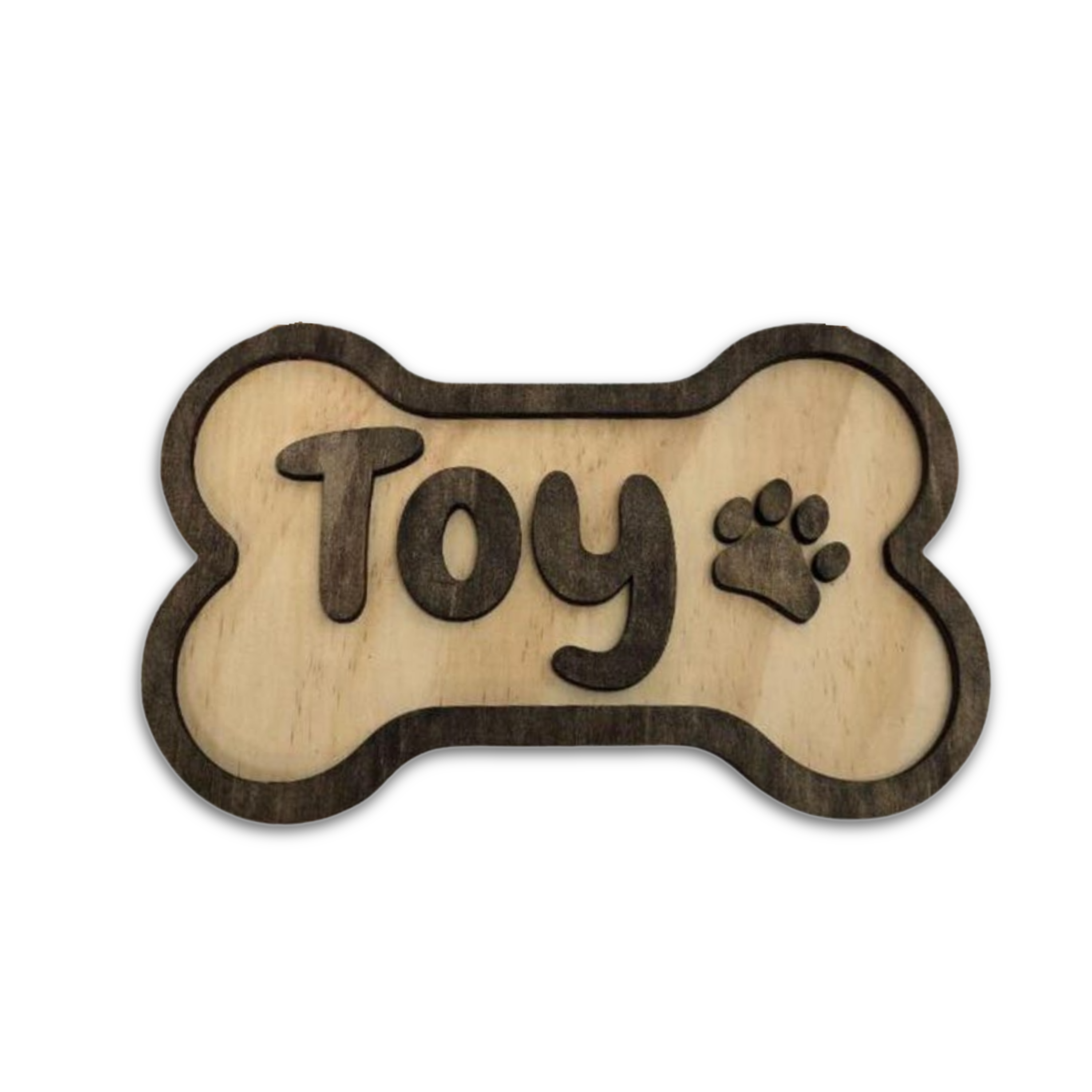 Hardly Laser™ Personalized Dog Name Sign – Laser Engraved Wooden Bone Tag for Kennels & Toy Bins
