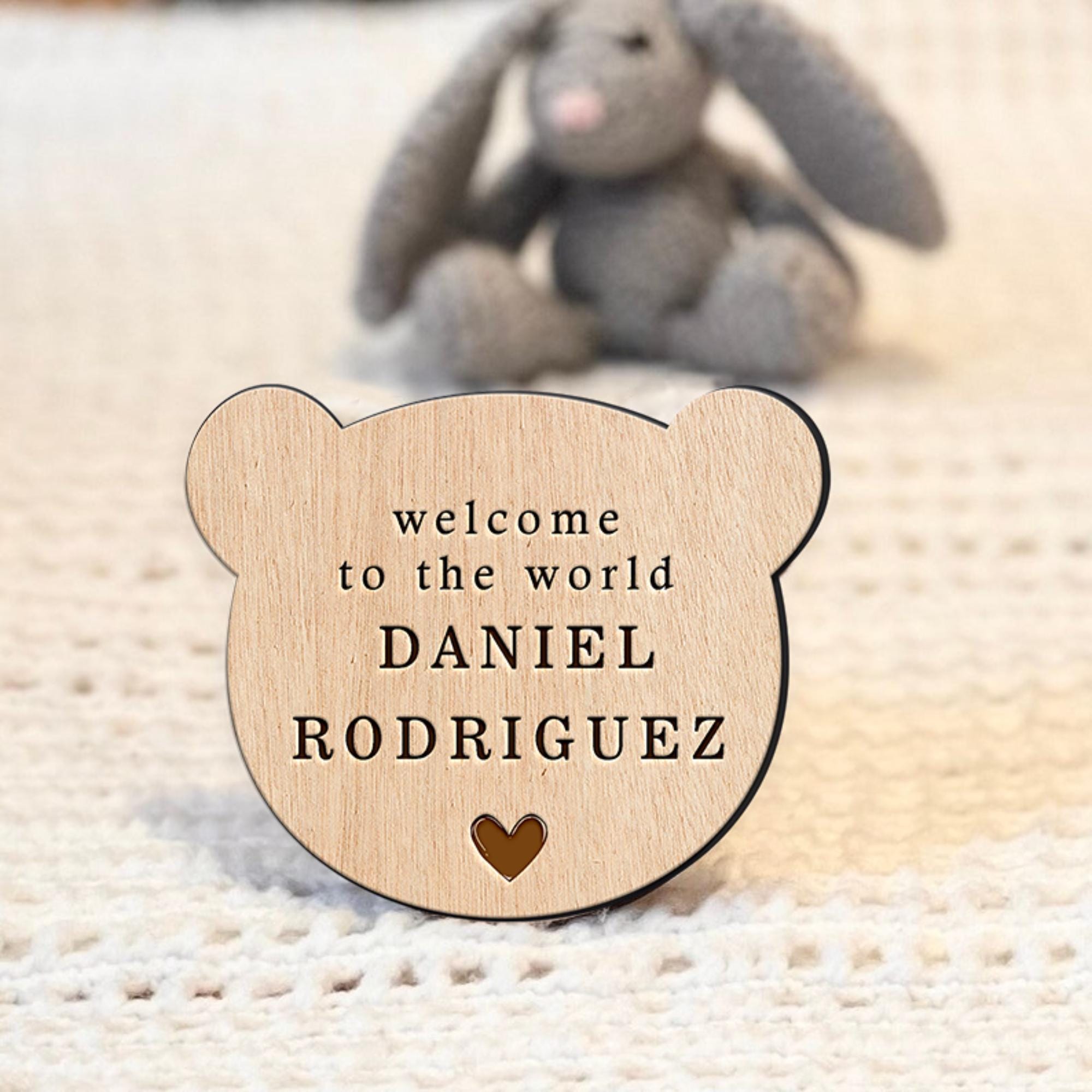 Hardly Laser™ Custom Baby Arrival Sign – Personalized Wooden Birth Announcement Keepsake for Nursery, Baby Showers & Photography Props