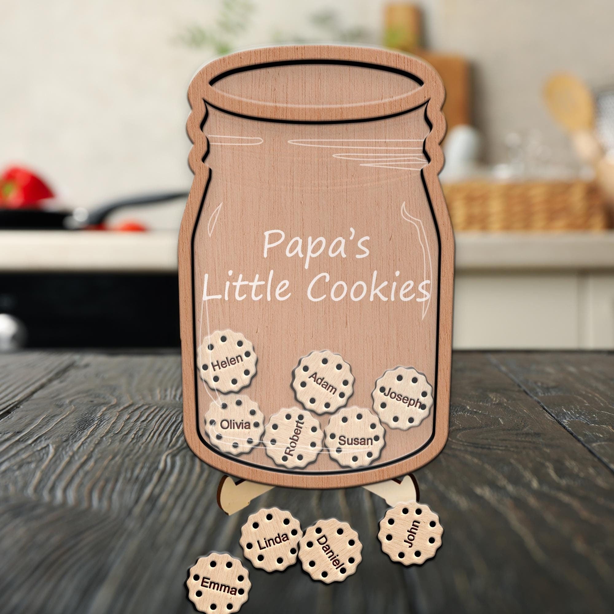 Hardly Laser™ Mama & Papa Magnet Cookies – Personalized Wooden Family Gift for Mother’s Day, Father’s Day, or Everyday Décor