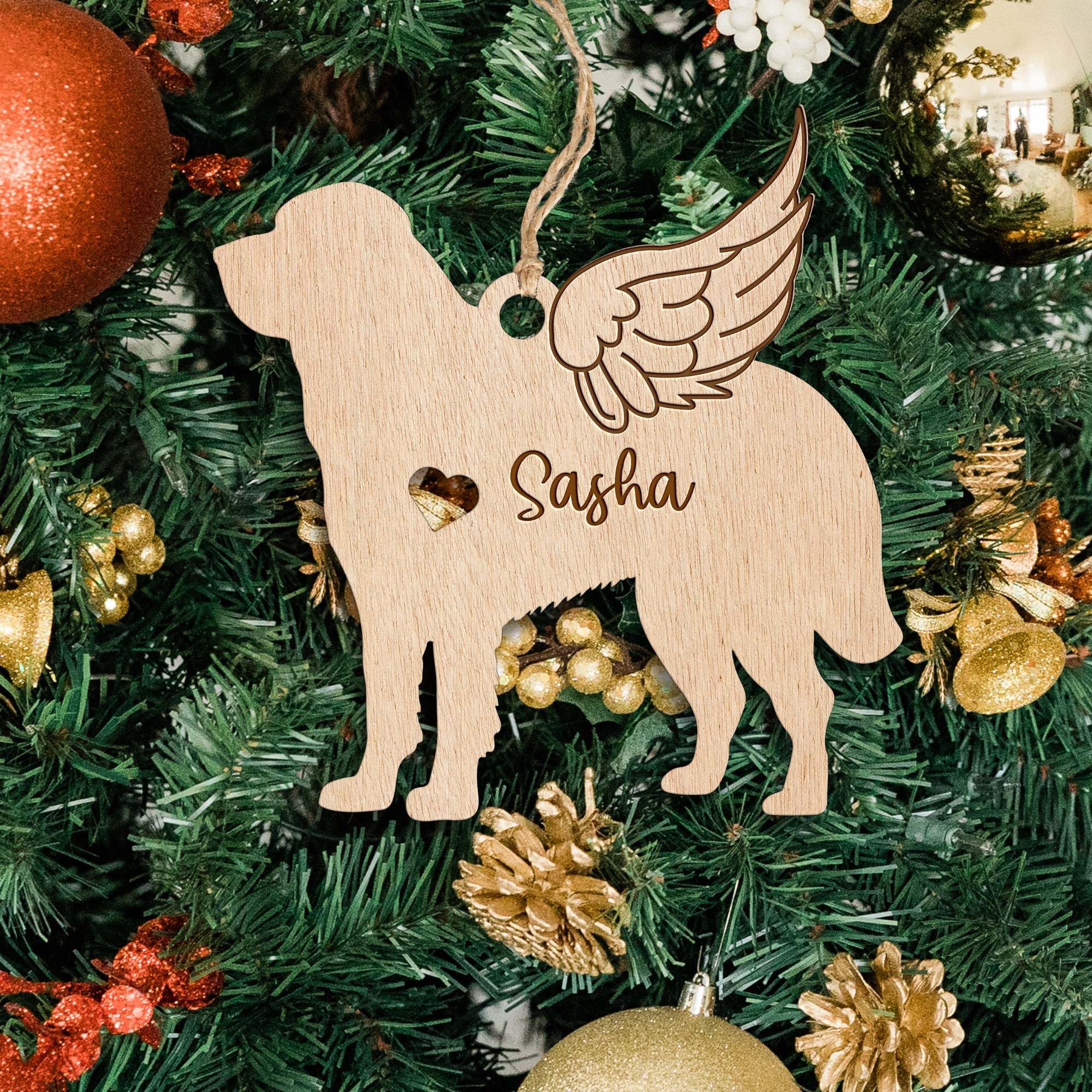 Hardly Laser™ Personalized Dog Memorial Ornament – Custom Laser Engraved Wooden Pet Loss Keepsake