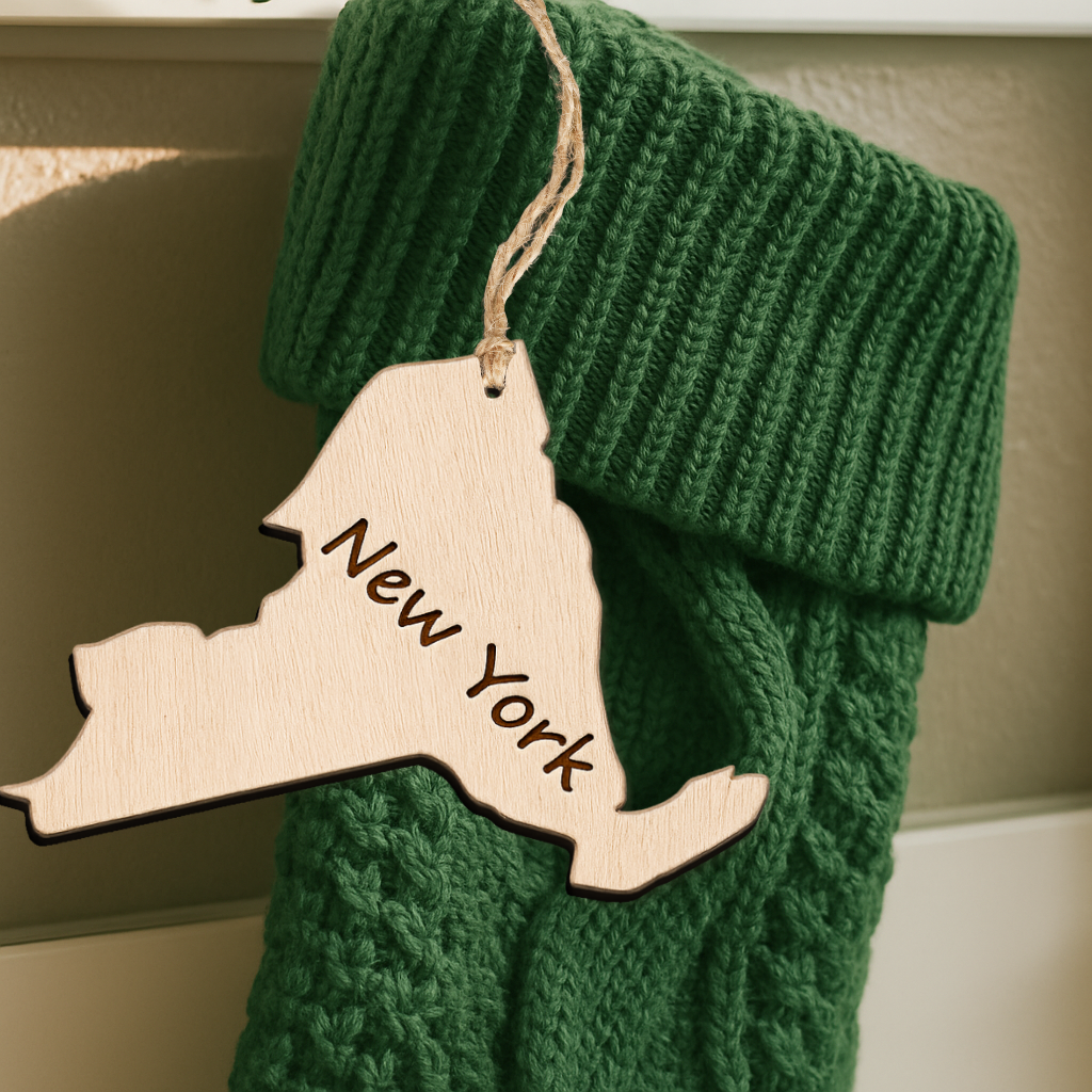 Hardly Laser™ Custom State Location Gift – Custom Long Distance Relationship Keepsake, Custom Christmas Ornament