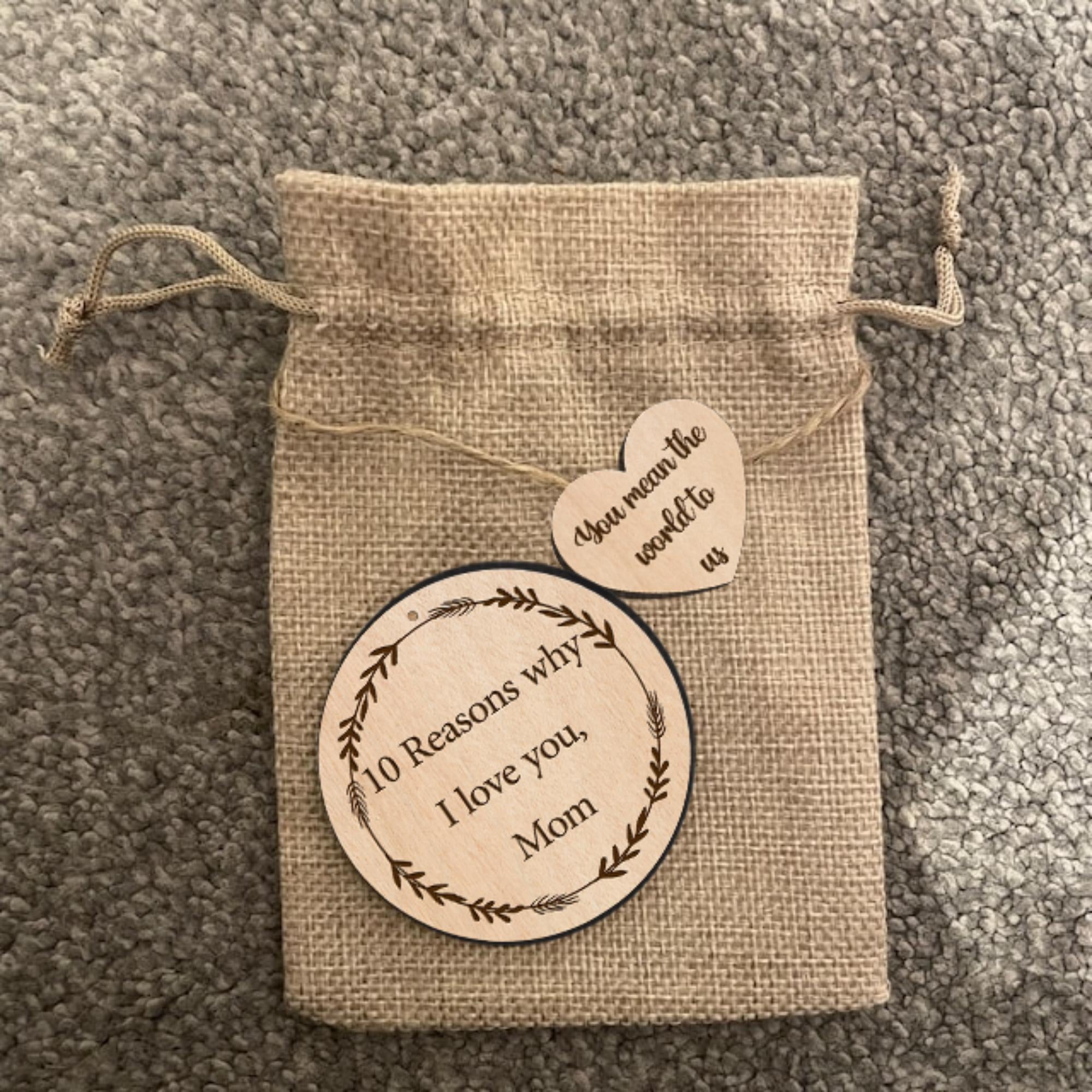 Hardly Laser™ Personalized Heart Reasons Why I Love You Mom – Custom Wooden Keepsake Gift for Mother’s Day, Birthday, or Valentine’s Day