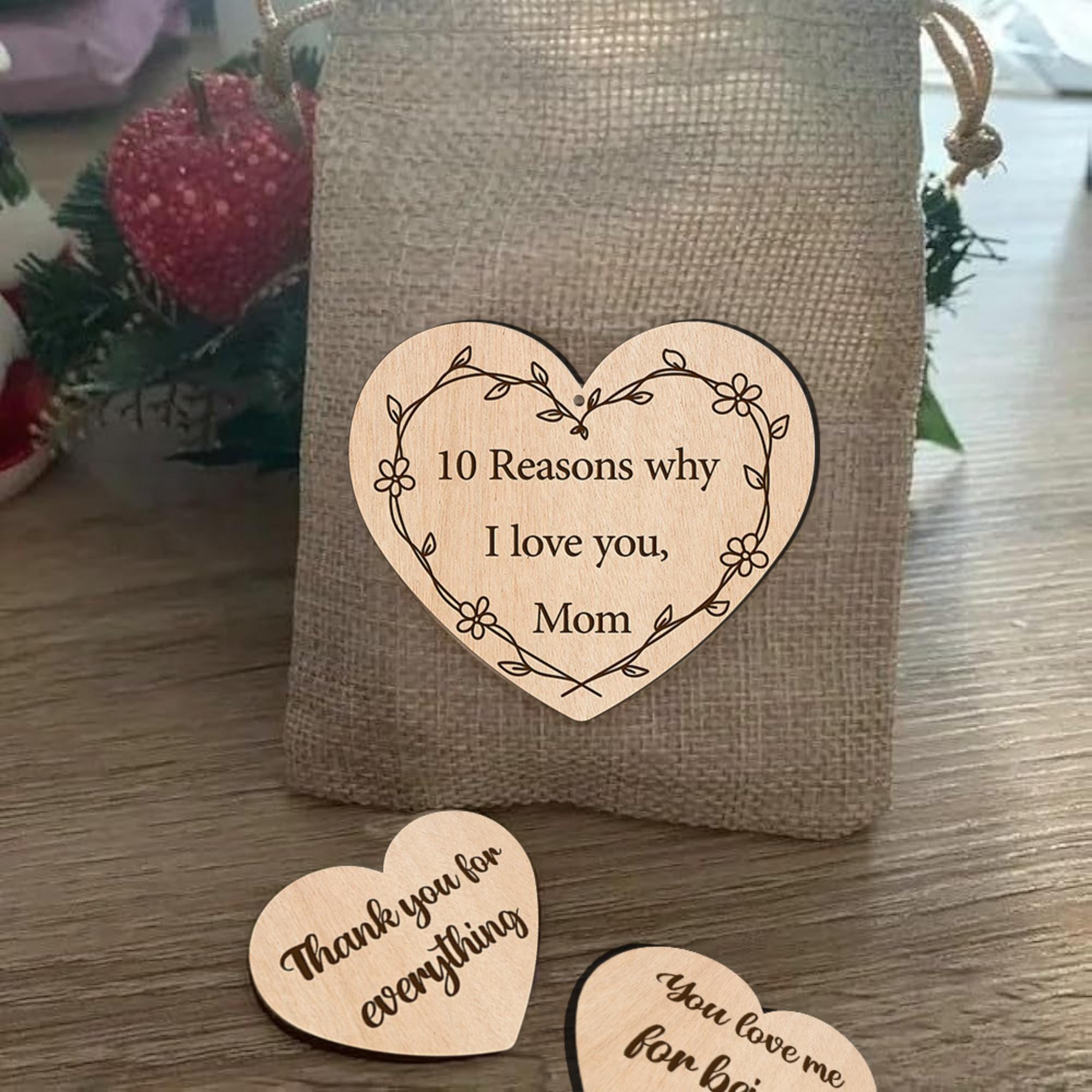 Hardly Laser™ Personalized Heart Reasons Why I Love You Mom – Custom Wooden Keepsake Gift for Mother’s Day, Birthday, or Valentine’s Day