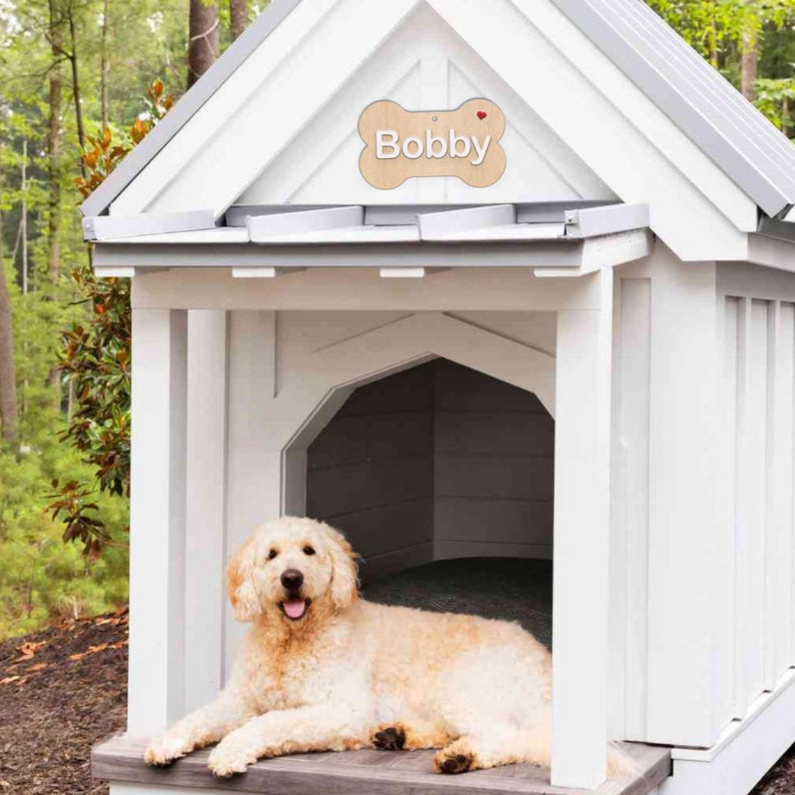 Hardly Laser™ Personalized Dog Heart Name Sign – Custom Laser Engraved Wooden Pet Tag