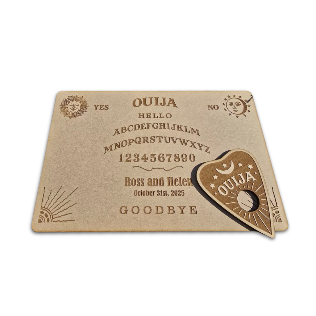 Hardly Laser™ Personalized Gothic Wedding Guest Book – Ouija Board Inspired Wooden Guest Sign for Alternative, Halloween & Fall Weddings