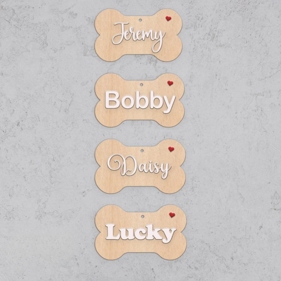 Hardly Laser™ Personalized Dog Heart Name Sign – Custom Laser Engraved Wooden Pet Tag