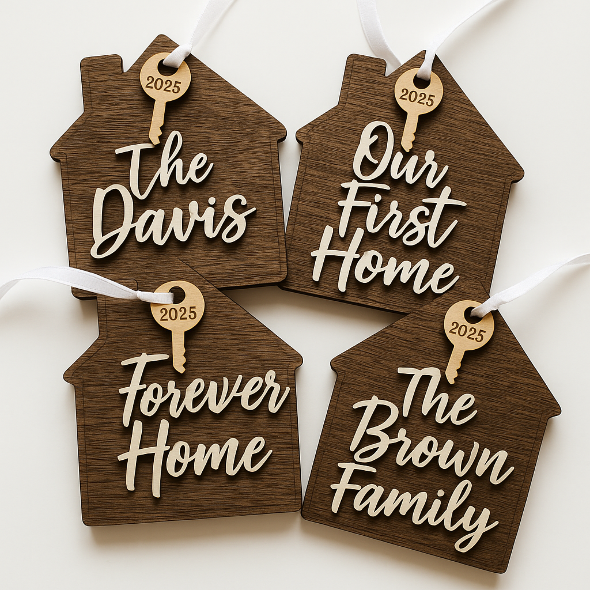 Hardly Laser™ Custom Wooden House Ornament – Personalized Home & Family Décor, Housewarming Gift, 3D Wood Ornament