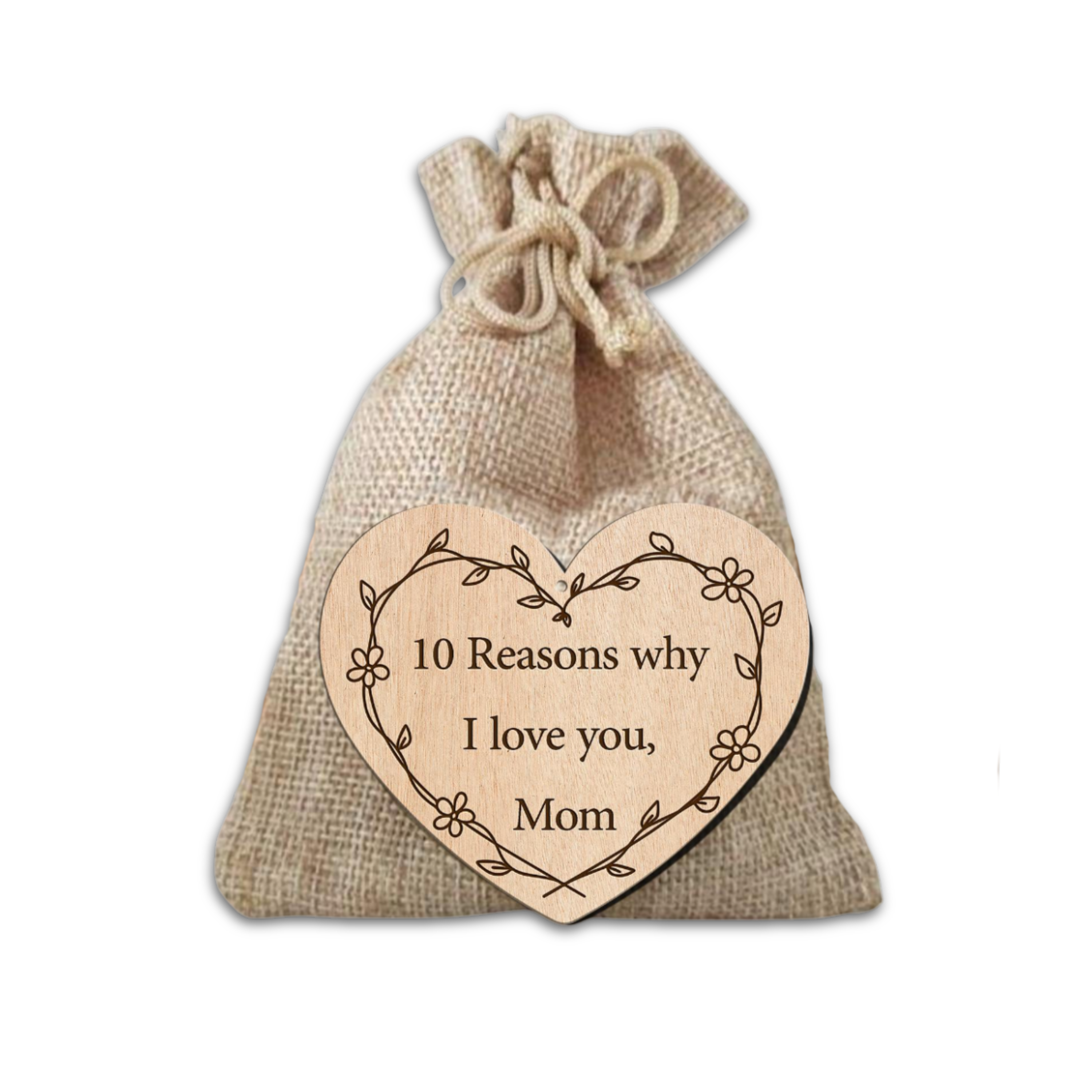 Hardly Laser™ Personalized Heart Reasons Why I Love You Mom – Custom Wooden Keepsake Gift for Mother’s Day, Birthday, or Valentine’s Day