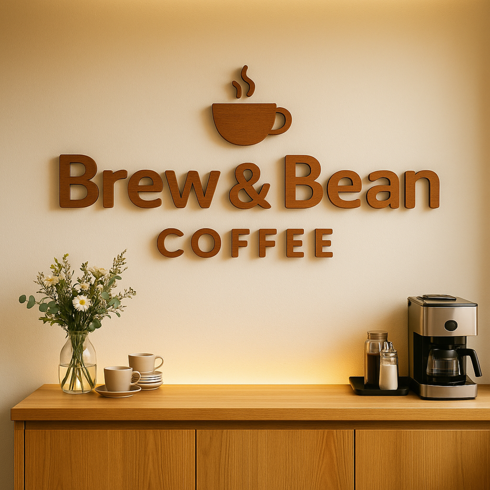 Hardly Laser™ Custom Engraved Business Logo Wall Sign – Rustic & Modern Personalized Branding Décor for Storefronts, Reception Areas, Studios & Cafés