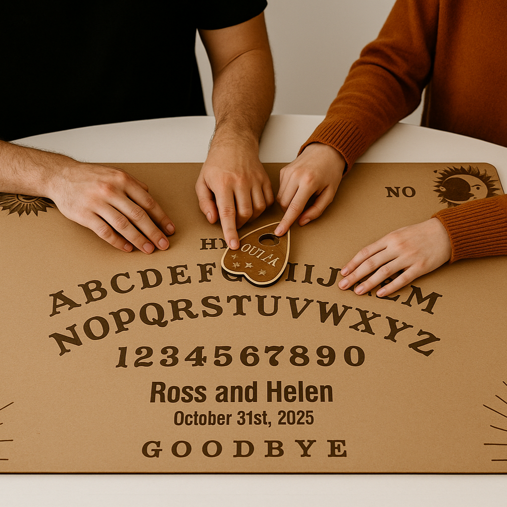 Hardly Laser™ Personalized Gothic Wedding Guest Book – Ouija Board Inspired Wooden Guest Sign for Alternative, Halloween & Fall Weddings