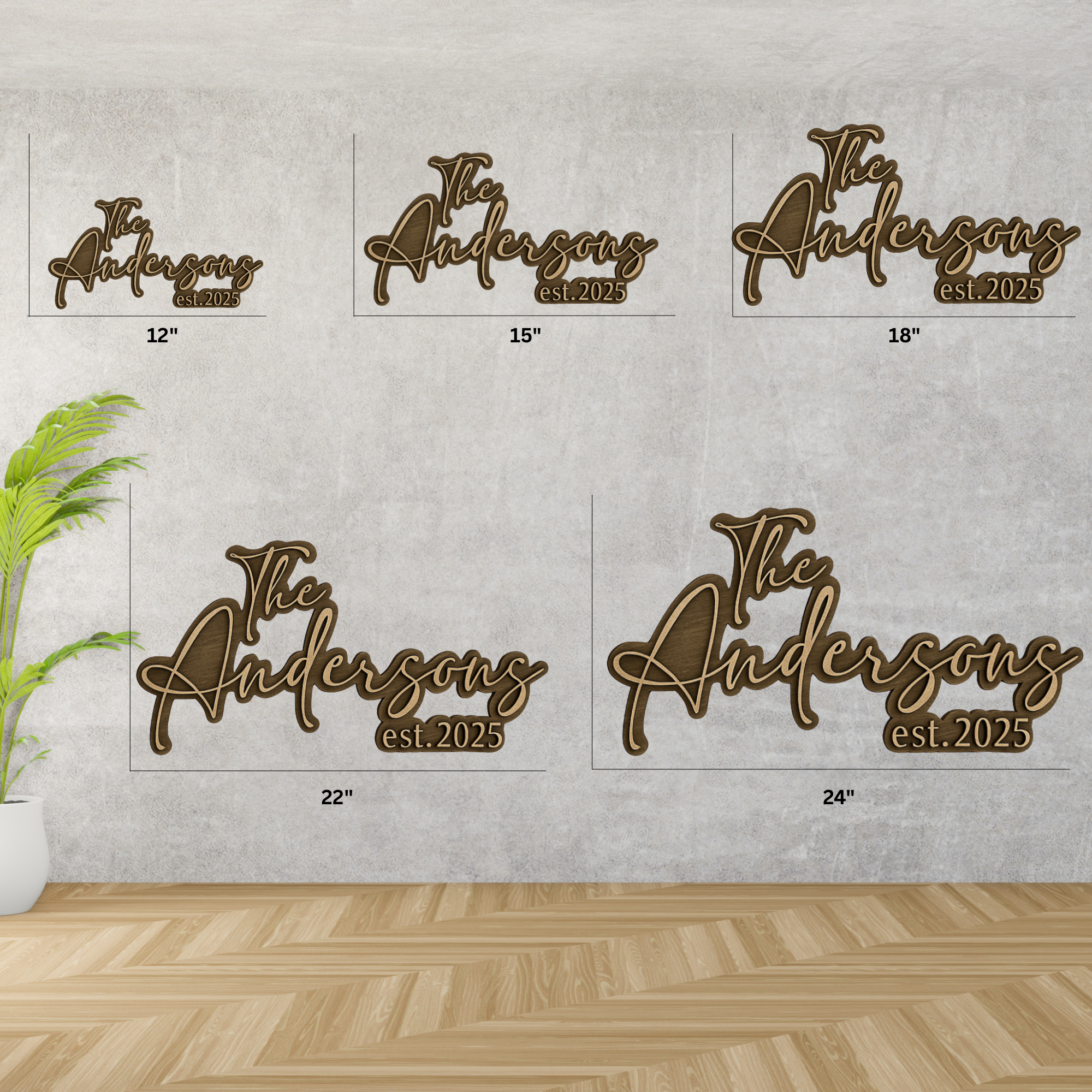 Hardly Laser™ Custom Family Name Wooden Sign – Personalized Last Name Plaque for Weddings, Housewarmings & Home Décor