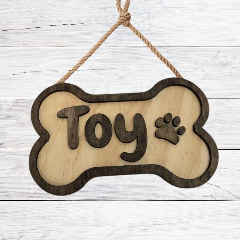 Hardly Laser™ Personalized Dog Name Sign – Laser Engraved Wooden Bone Tag for Kennels & Toy Bins
