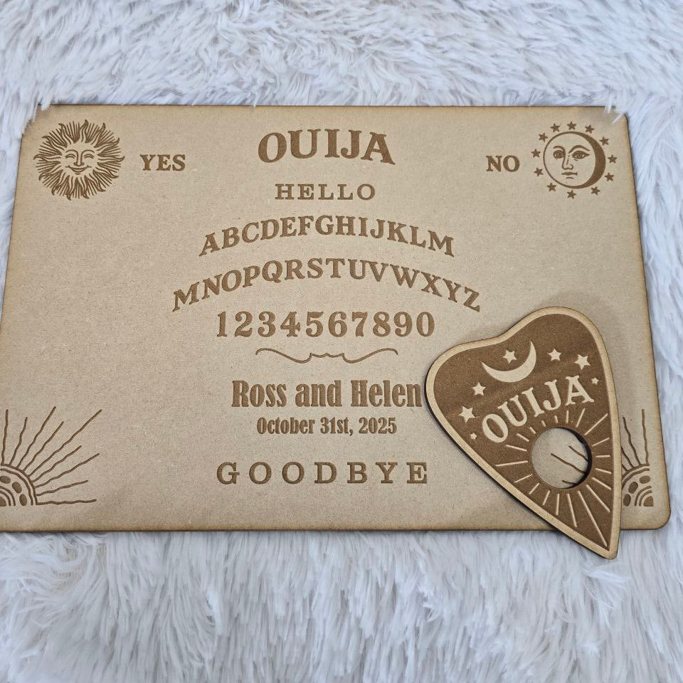 Hardly Laser™ Personalized Gothic Wedding Guest Book – Ouija Board Inspired Wooden Guest Sign for Alternative, Halloween & Fall Weddings