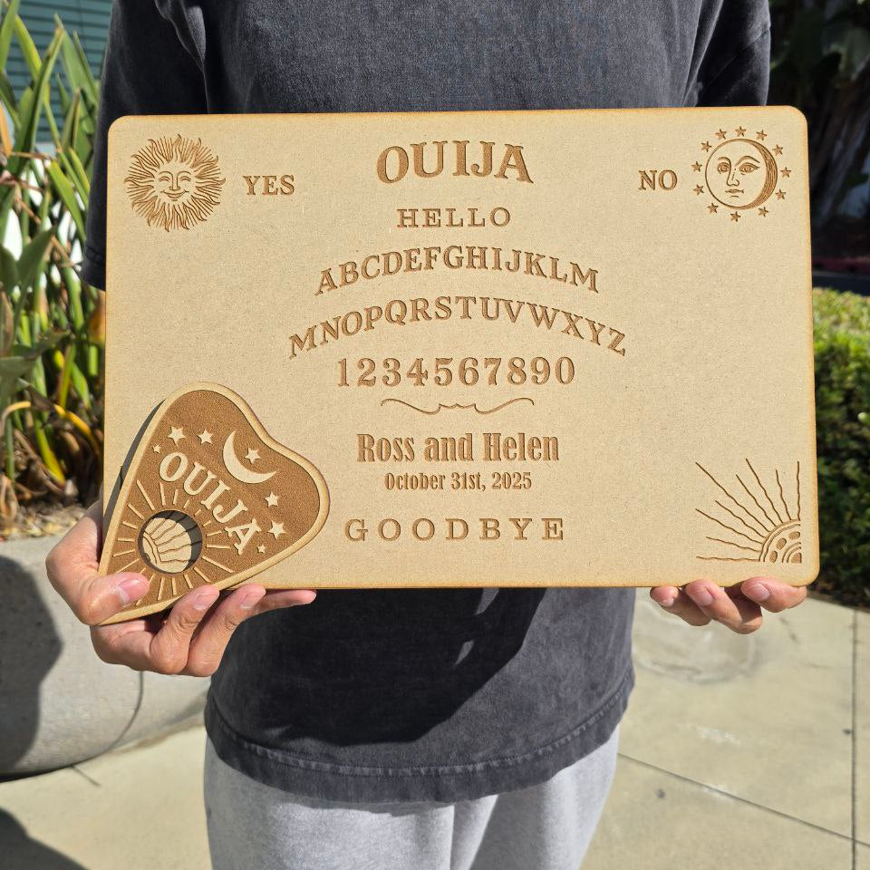 Hardly Laser™ Personalized Gothic Wedding Guest Book – Ouija Board Inspired Wooden Guest Sign for Alternative, Halloween & Fall Weddings