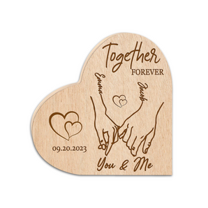 Hardly Laser™ Personalized Couple Hands Together Forever Sign – Custom Wooden Engraved Gift for Anniversaries, Weddings & Valentine’s Day