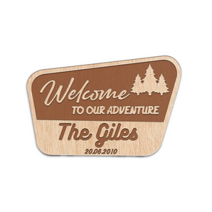 Hardly Laser™ Personalized Family Adventure Sign – Custom Laser Engraved Wooden National Park Style RV & Cabin Decor