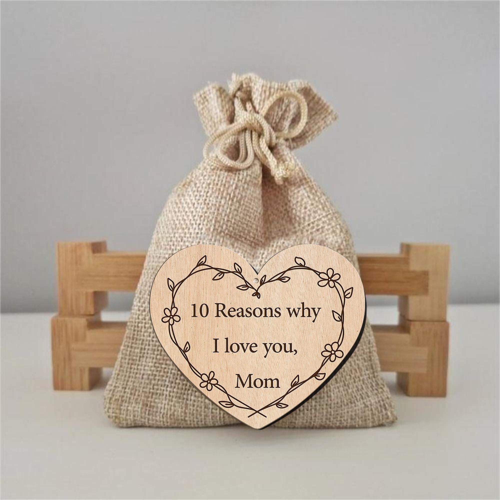 Hardly Laser™ Personalized Heart Reasons Why I Love You Mom – Custom Wooden Keepsake Gift for Mother’s Day, Birthday, or Valentine’s Day