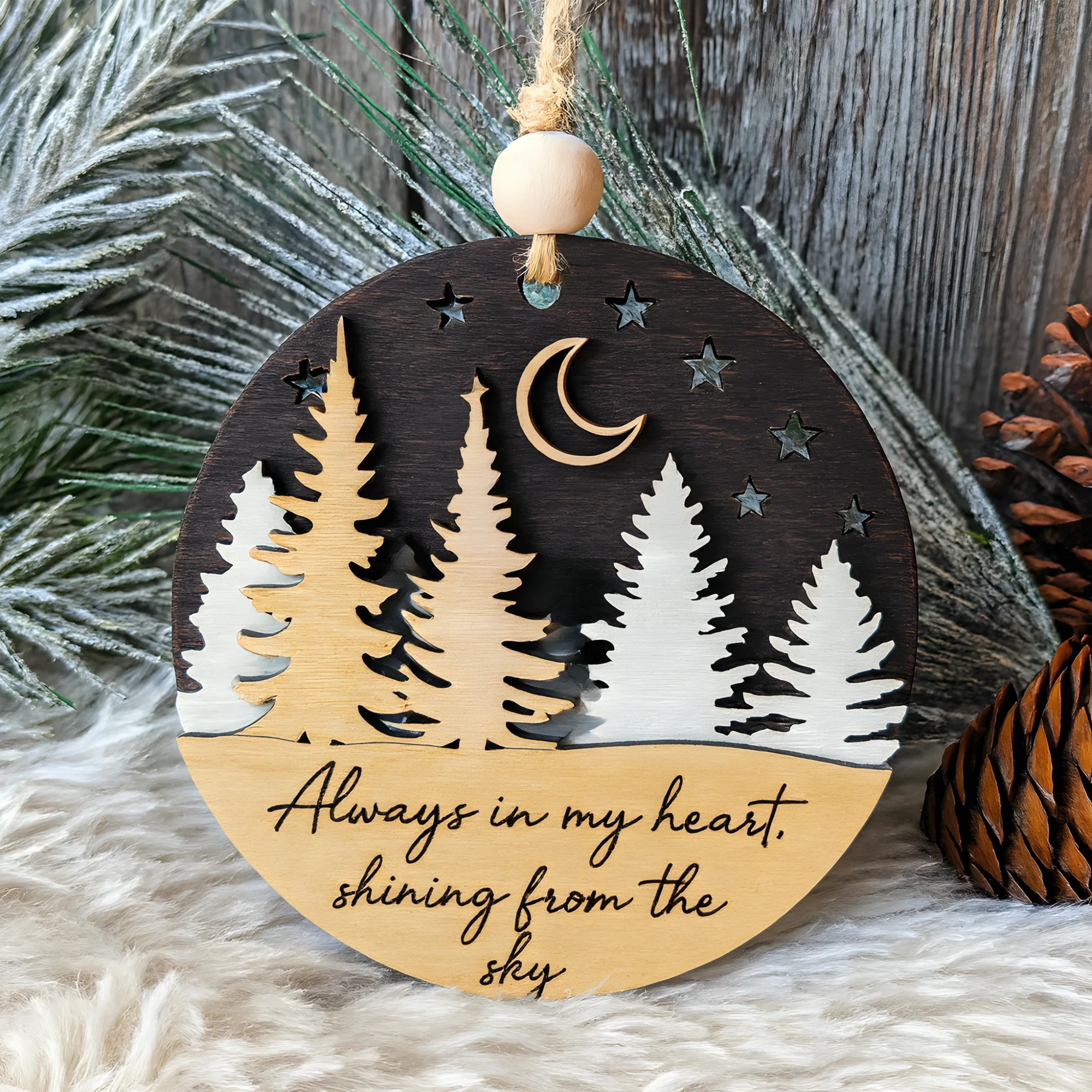 Hardly Laser™ Wooden Memorial Ornament – Personalized Remembrance Keepsake for Christmas & Home Décor
