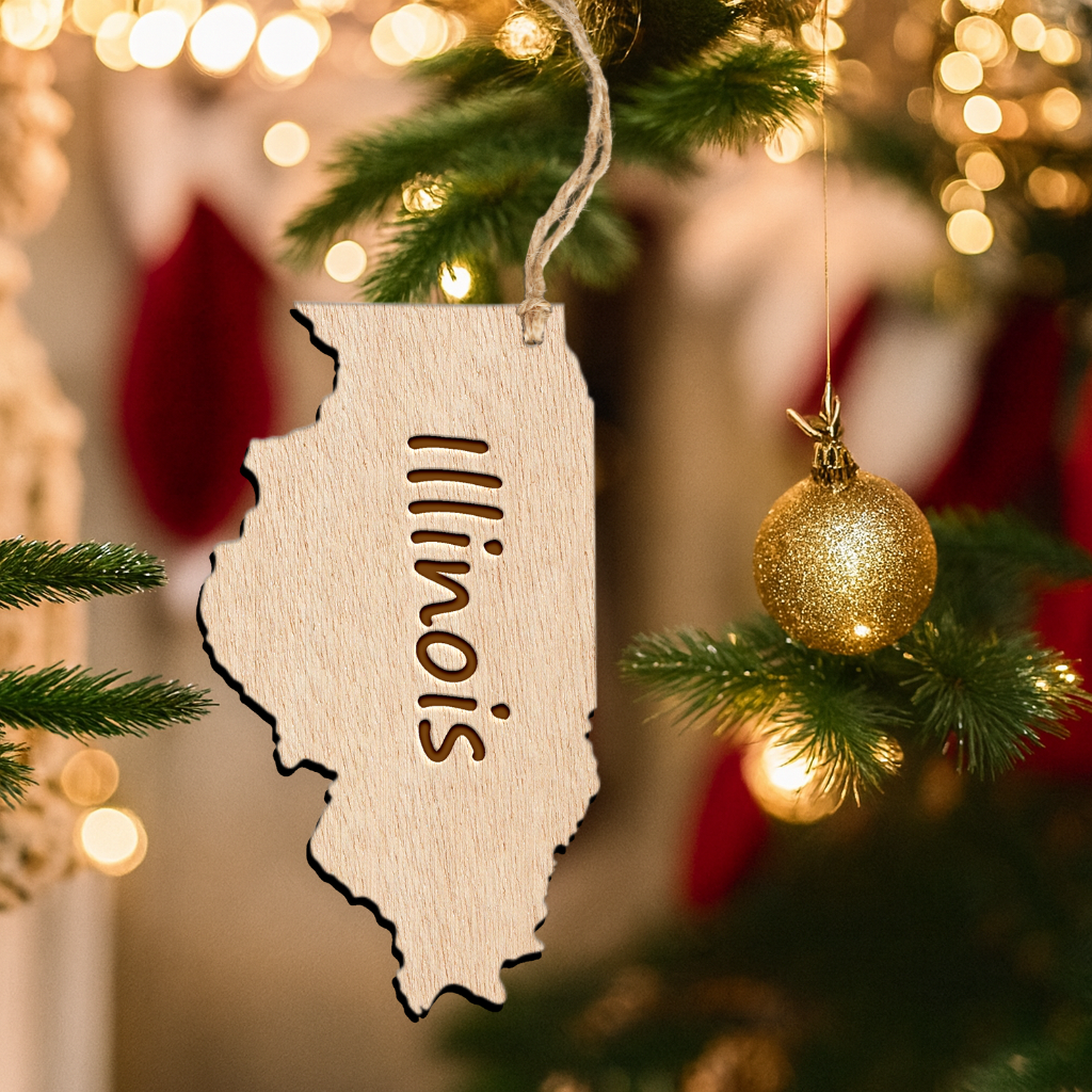 Hardly Laser™ Custom State Location Gift – Custom Long Distance Relationship Keepsake, Custom Christmas Ornament