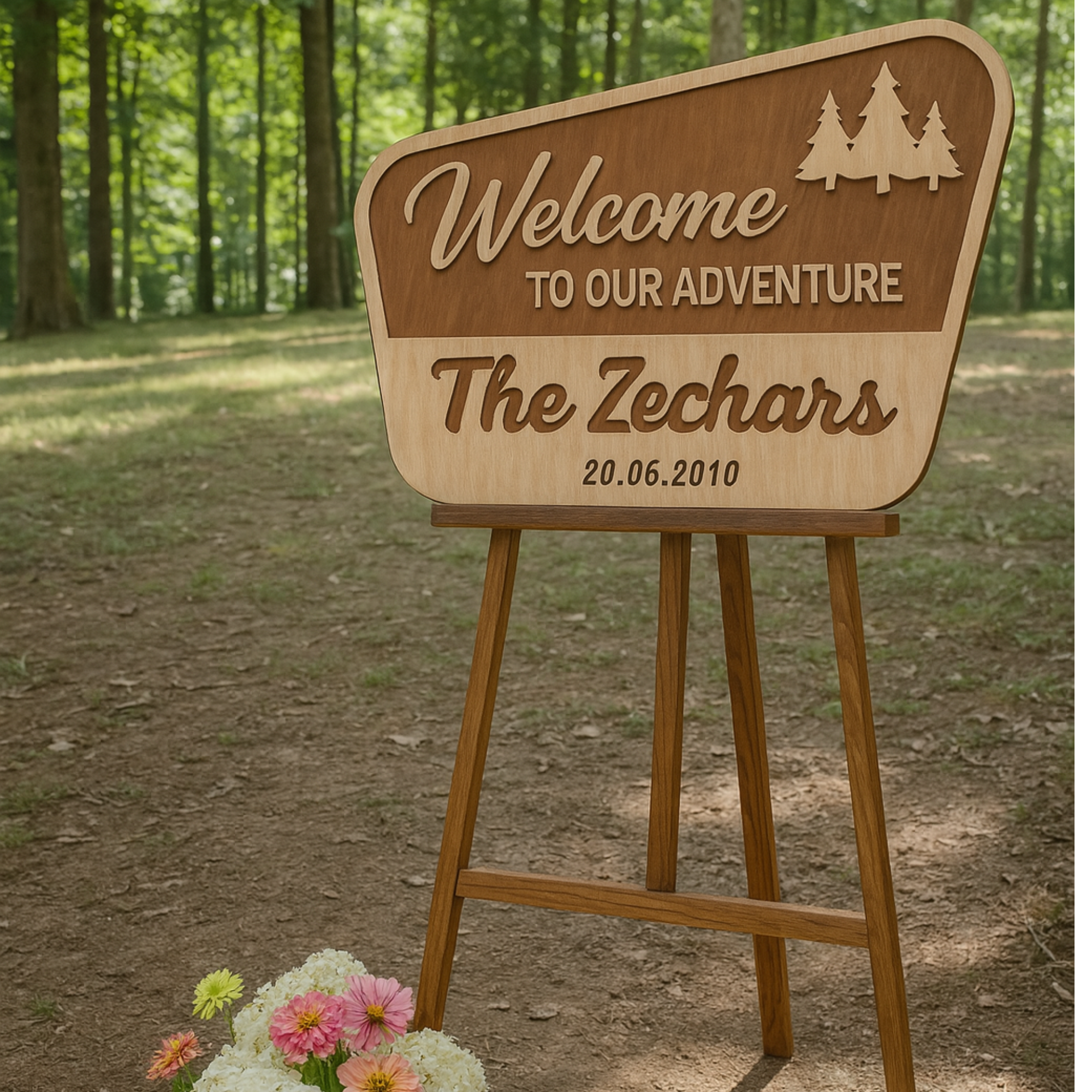 Hardly Laser™ Personalized Family Adventure Sign – Custom Laser Engraved Wooden National Park Style RV & Cabin Decor