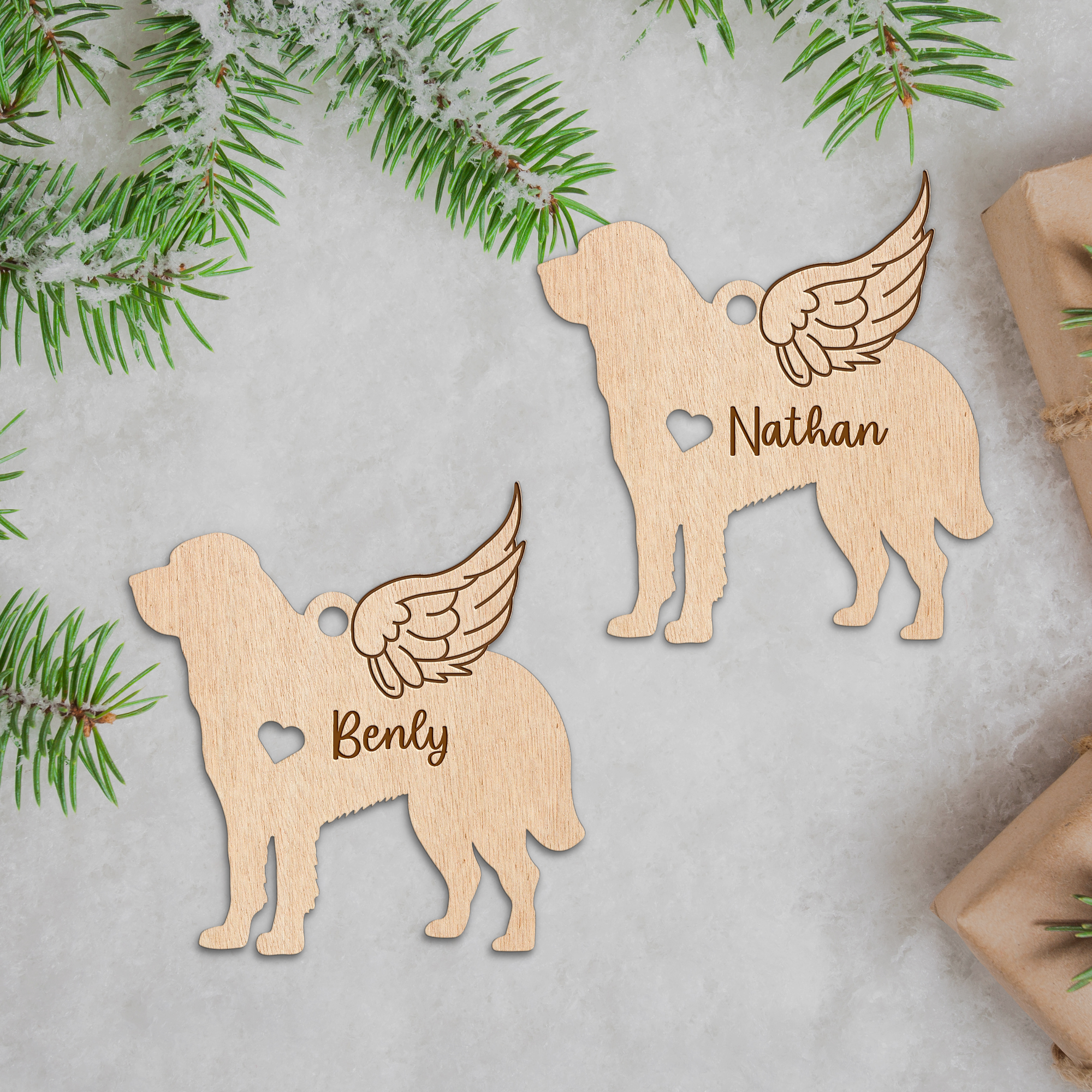 Hardly Laser™ Personalized Dog Memorial Ornament – Custom Laser Engraved Wooden Pet Loss Keepsake
