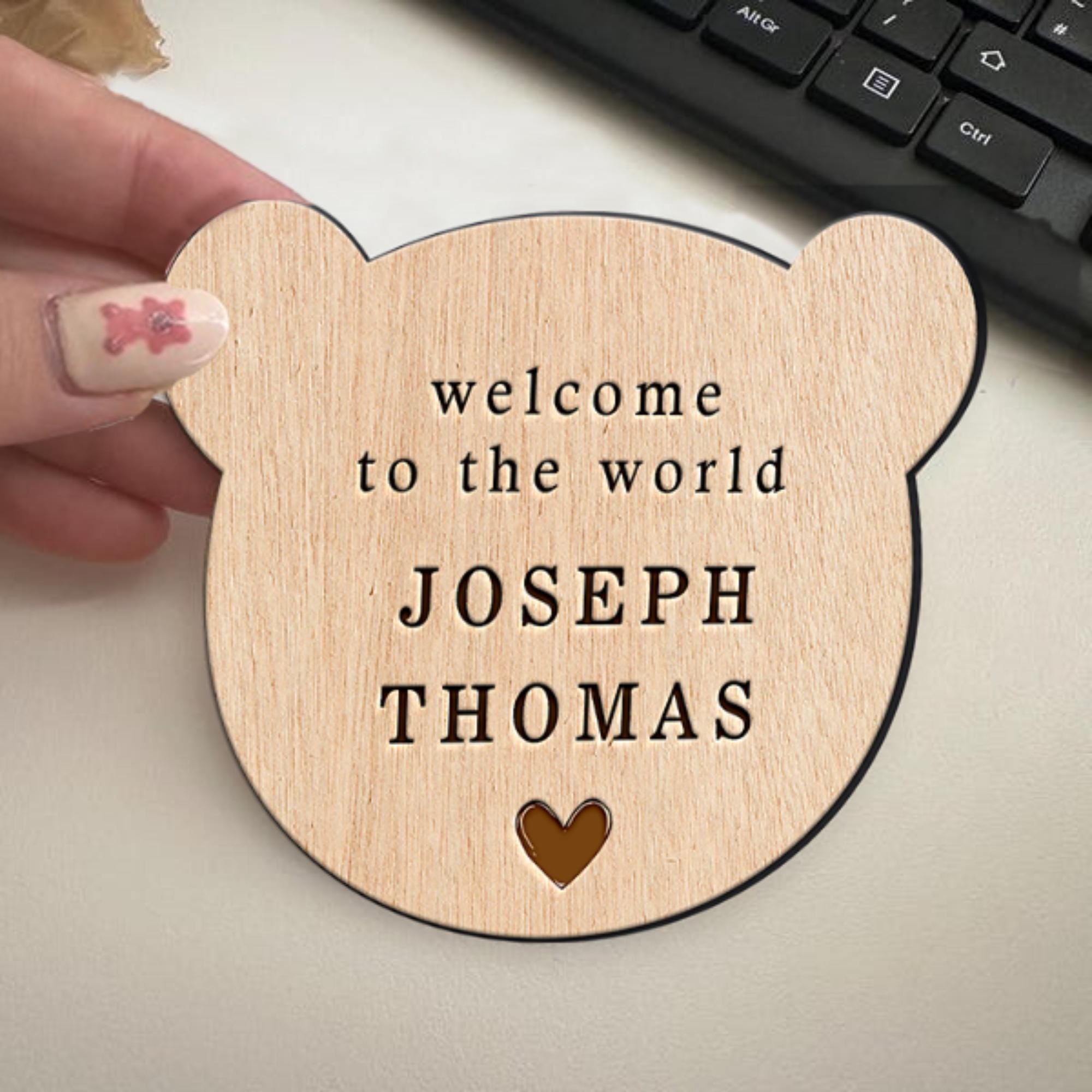 Hardly Laser™ Custom Baby Arrival Sign – Personalized Wooden Birth Announcement Keepsake for Nursery, Baby Showers & Photography Props