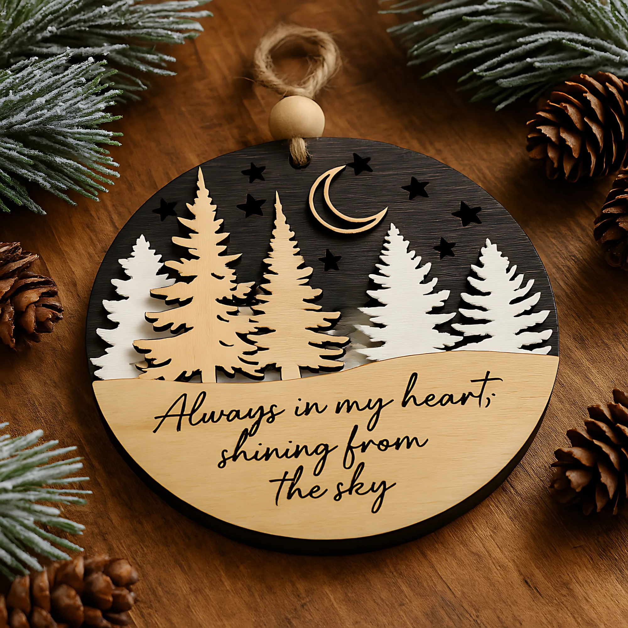 Hardly Laser™ Wooden Memorial Ornament – Personalized Remembrance Keepsake for Christmas & Home Décor