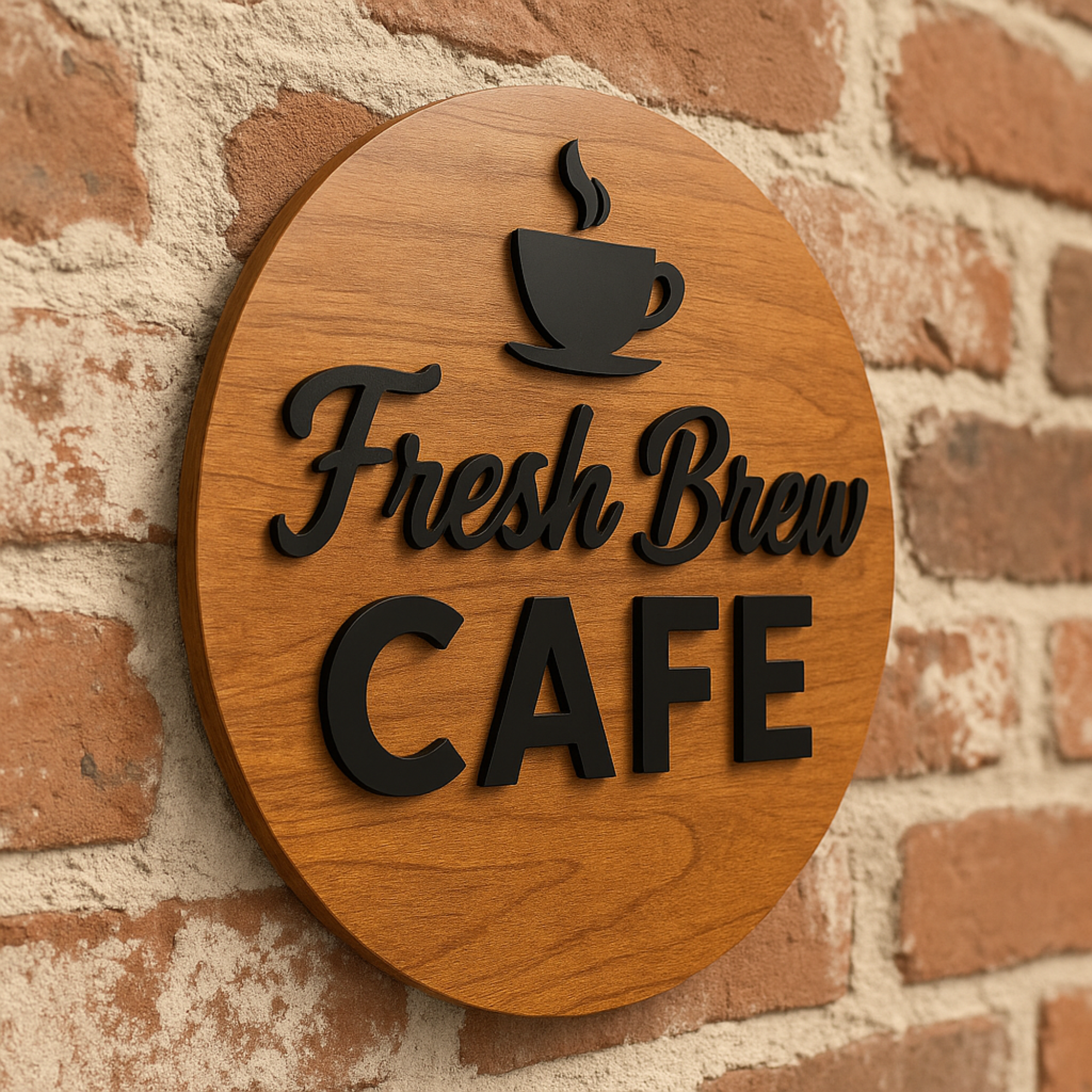 Hardly Laser™ Custom Wooden Business Logo Sign – Personalized Rustic Wall Décor for Shops, Cafés & Offices