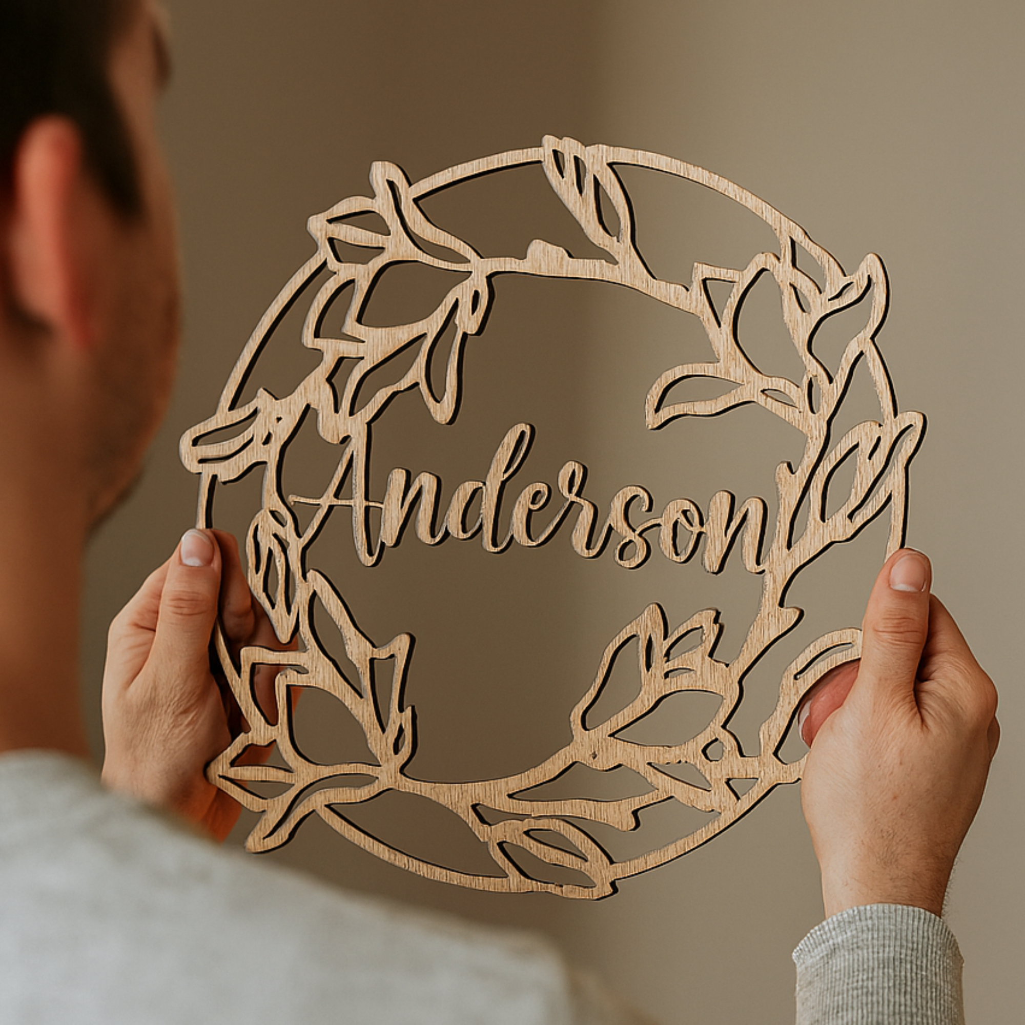 Hardly Laser™ Custom Wooden Family Name Sign – Personalized Housewarming Gift, Wedding or Anniversary Décor