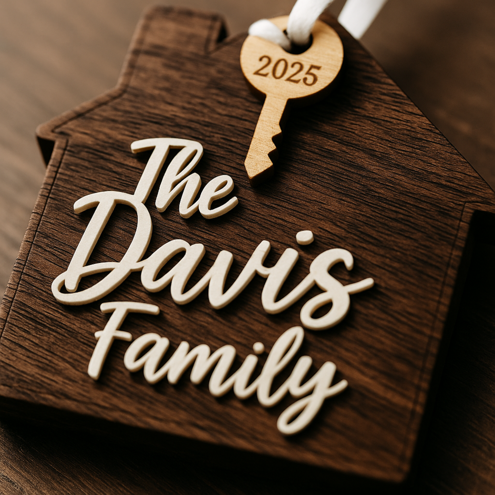 Hardly Laser™ Custom Wooden House Ornament – Personalized Home & Family Décor, Housewarming Gift, 3D Wood Ornament