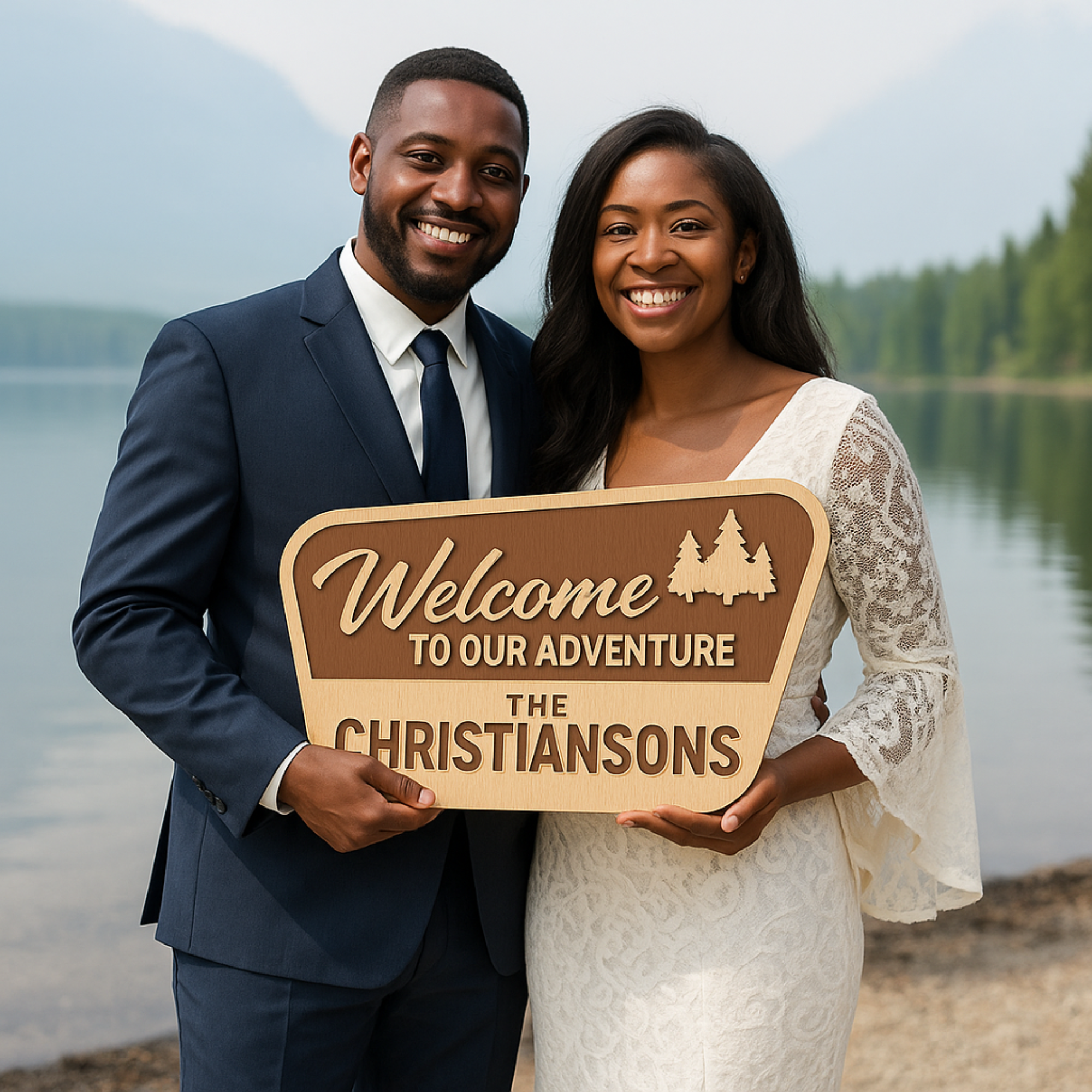 Hardly Laser™ Personalized Family Adventure Sign – Custom Laser Engraved Wooden National Park Style RV & Cabin Decor