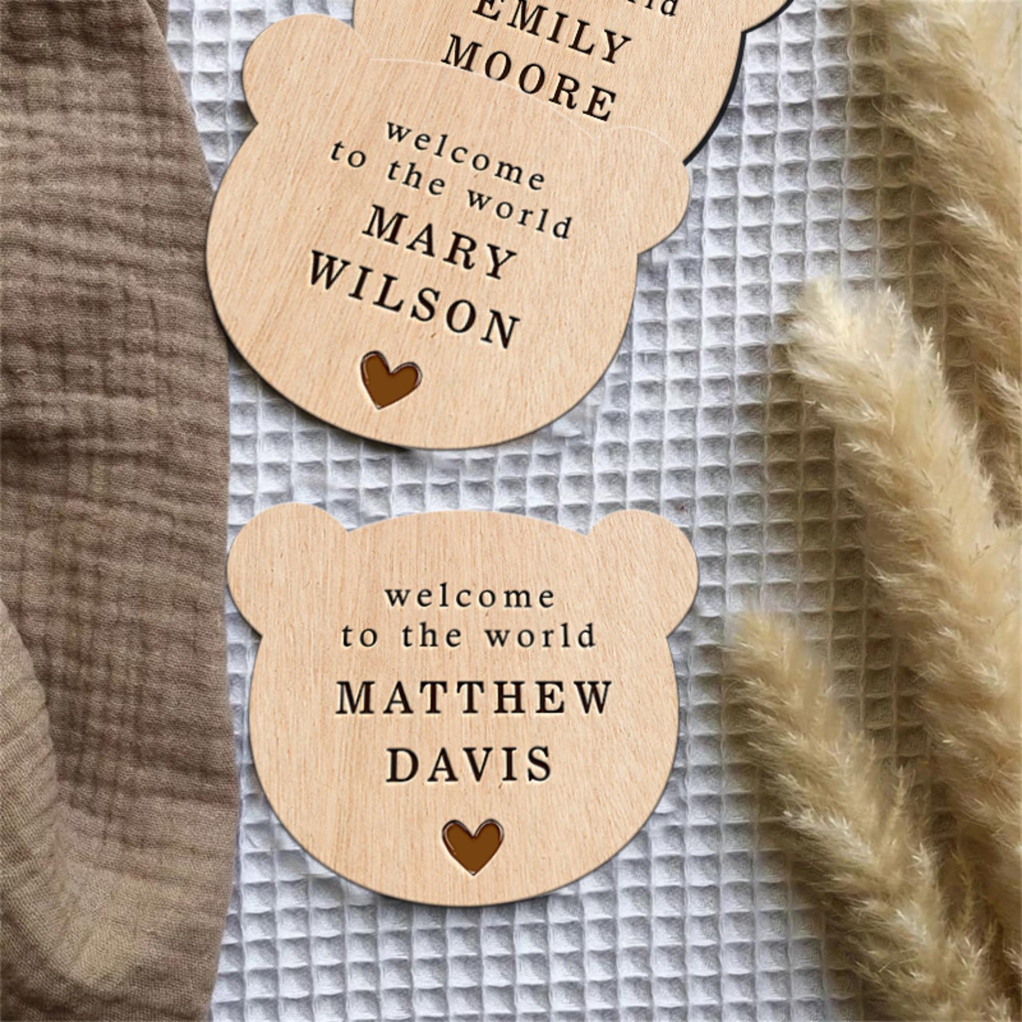 Hardly Laser™ Custom Baby Arrival Sign – Personalized Wooden Birth Announcement Keepsake for Nursery, Baby Showers & Photography Props