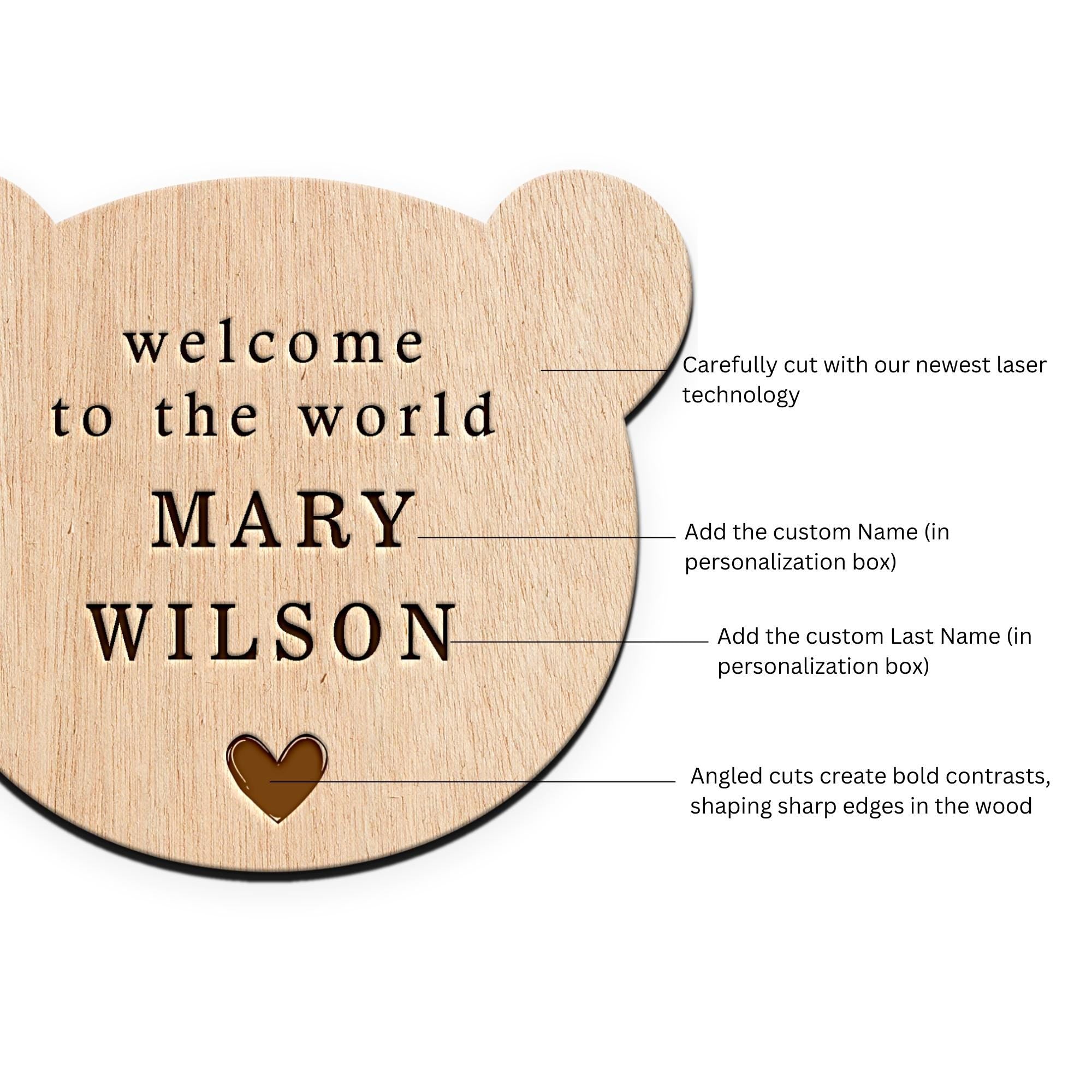 Hardly Laser™ Custom Baby Arrival Sign – Personalized Wooden Birth Announcement Keepsake for Nursery, Baby Showers & Photography Props