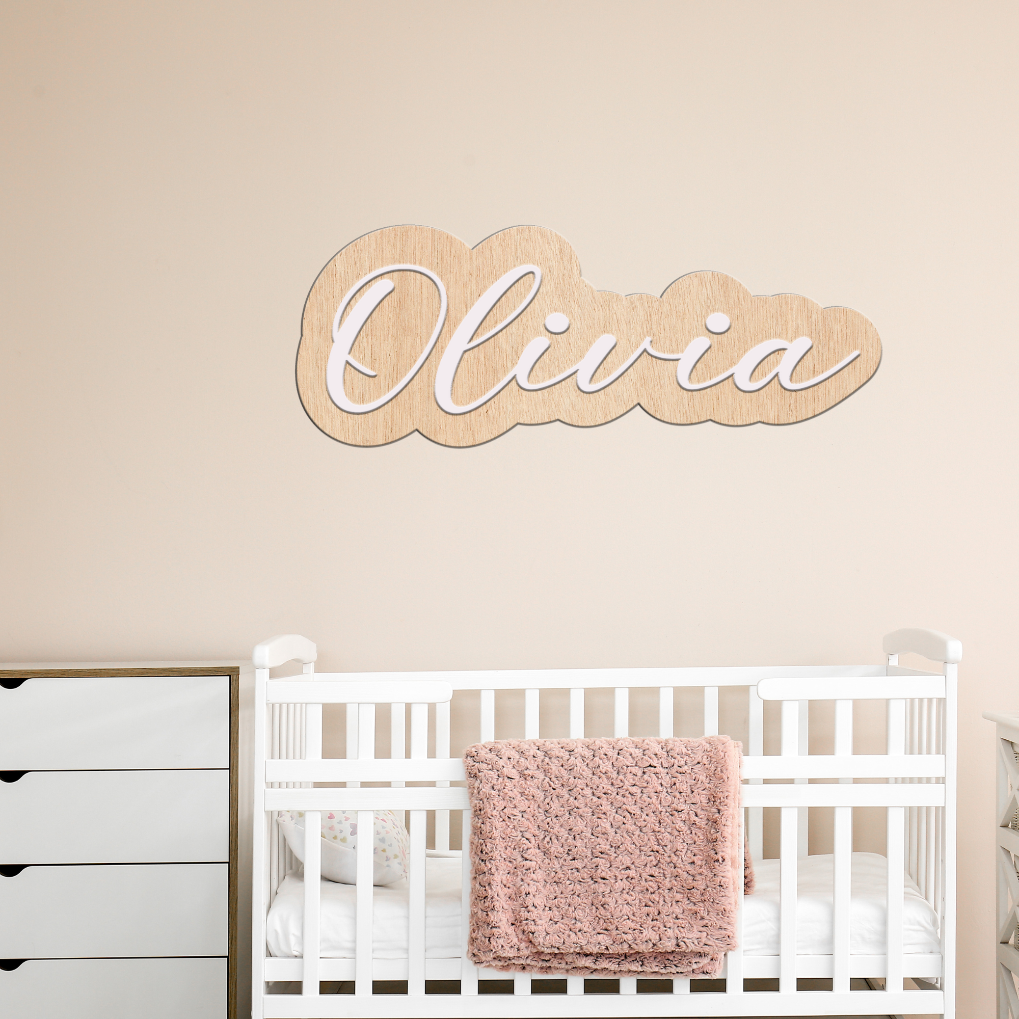 Hardly Laser™ Custom Wooden Name Sign – Personalized Kids Room & Nursery Wall Décor, Baby Shower Gift