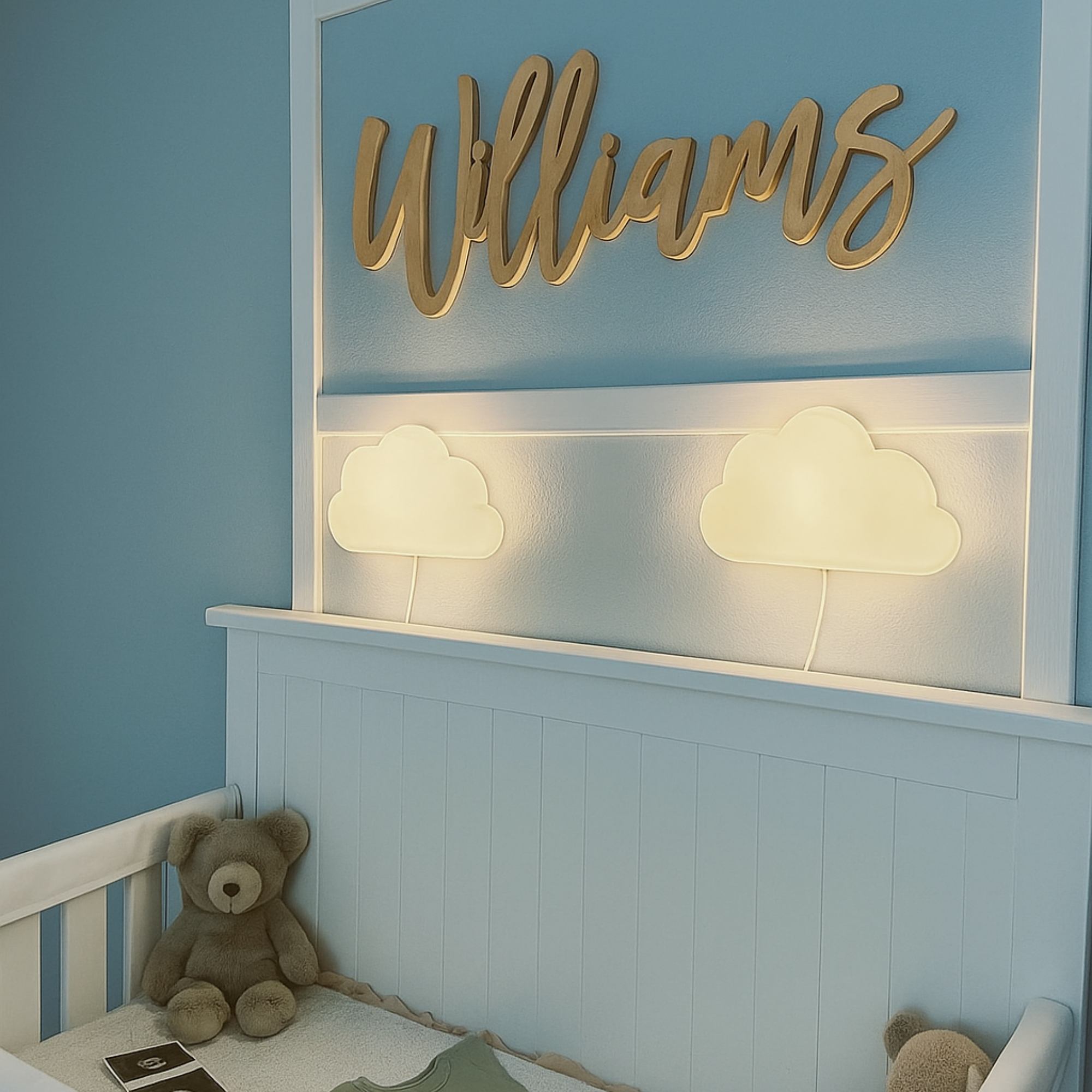Hardly Laser™ Custom Nursery Wooden Name Sign – Personalized Baby Wall Decor
