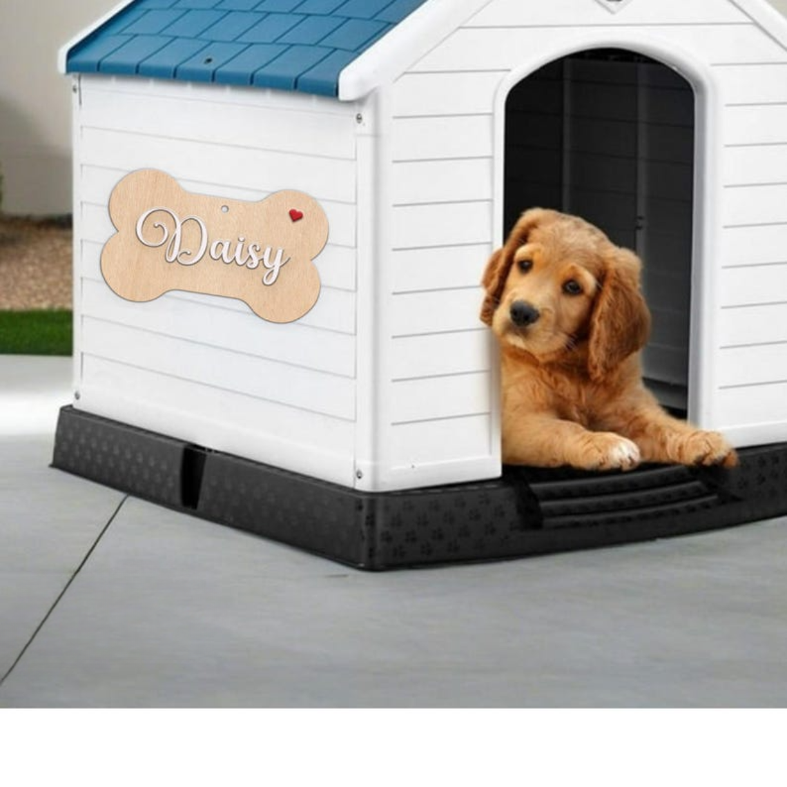 Hardly Laser™ Personalized Dog Heart Name Sign – Custom Laser Engraved Wooden Pet Tag