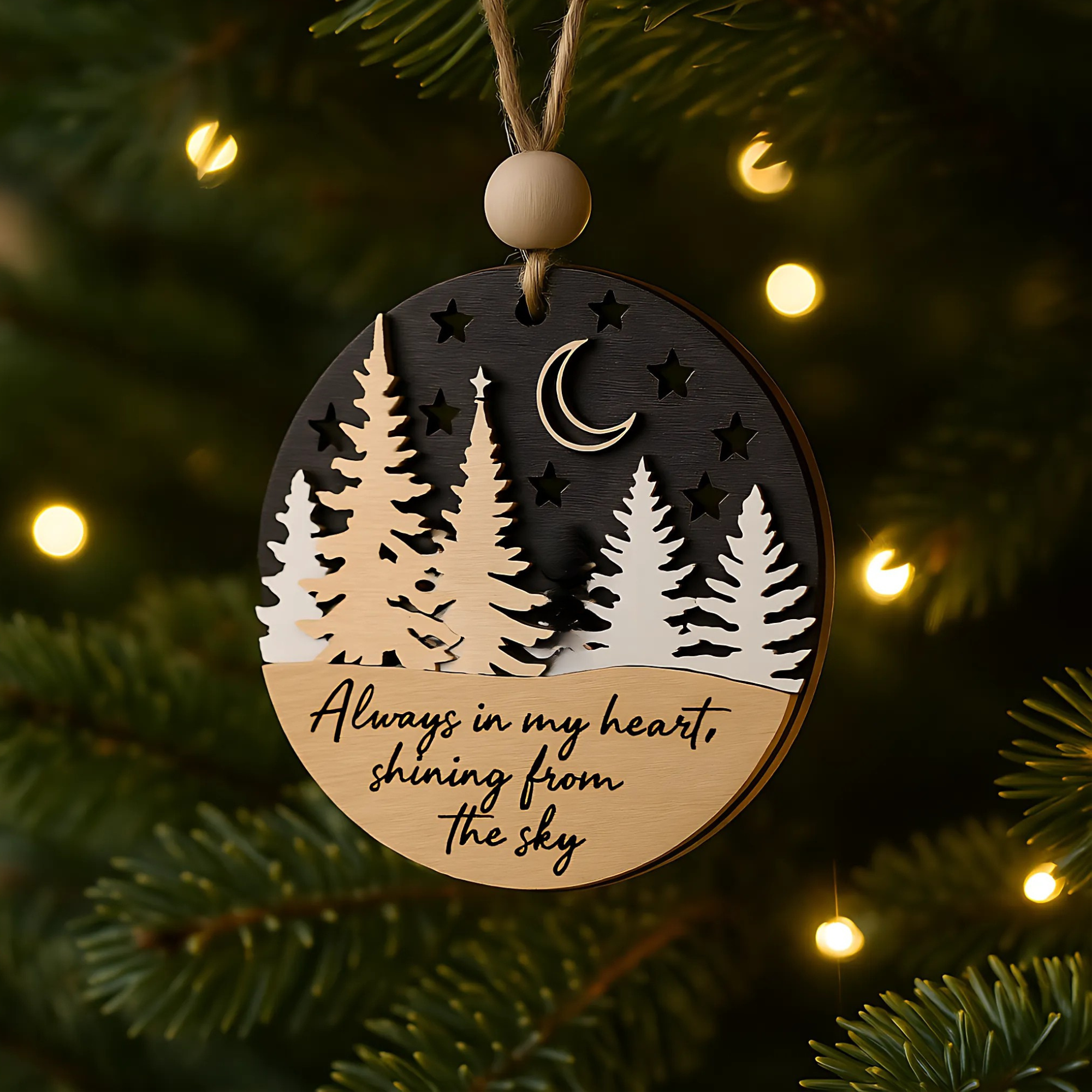 Hardly Laser™ Wooden Memorial Ornament – Personalized Remembrance Keepsake for Christmas & Home Décor