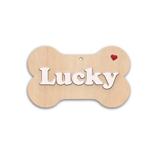 Hardly Laser™ Personalized Dog Heart Name Sign – Custom Laser Engraved Wooden Pet Tag