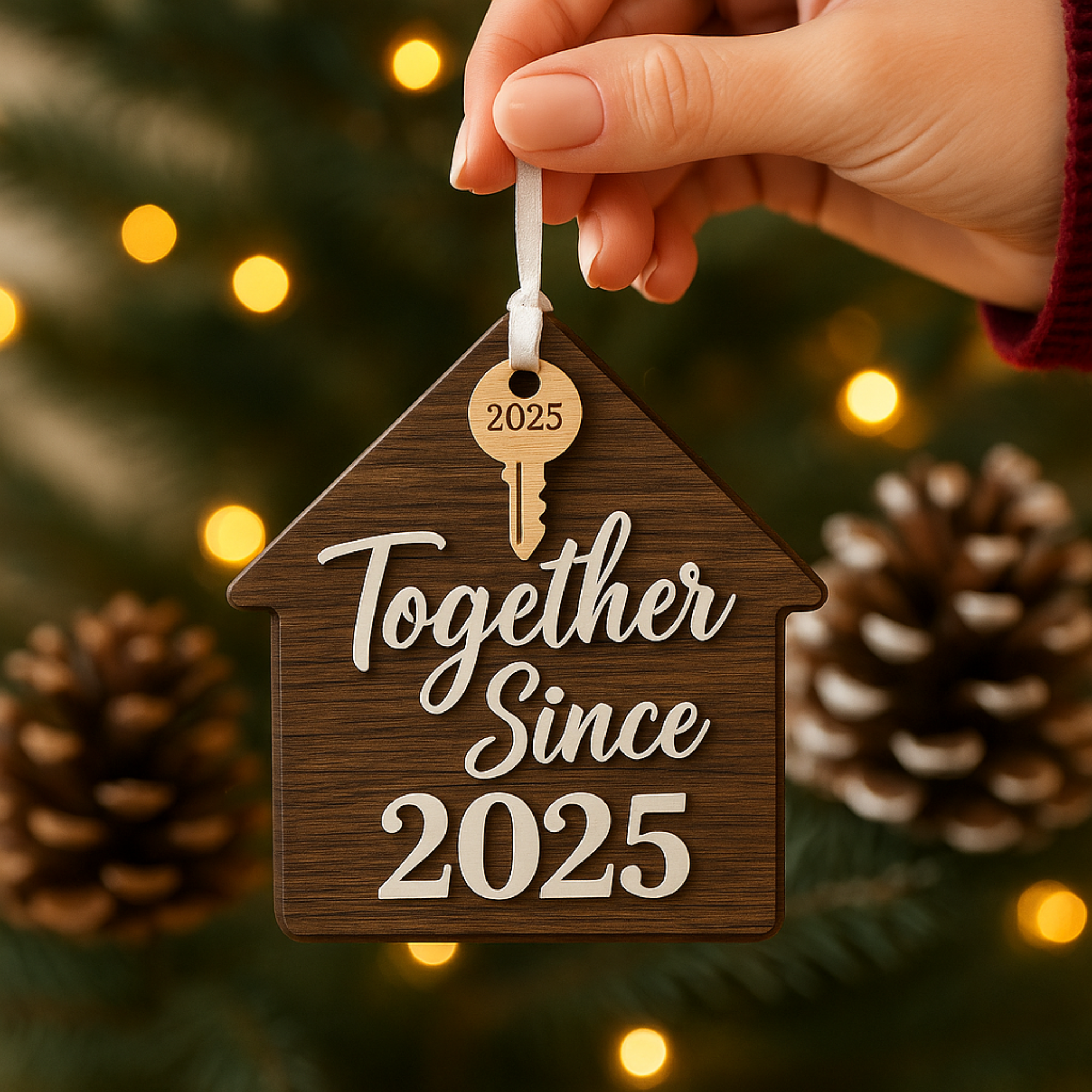 Hardly Laser™ Custom Wooden House Ornament – Personalized Home & Family Décor, Housewarming Gift, 3D Wood Ornament