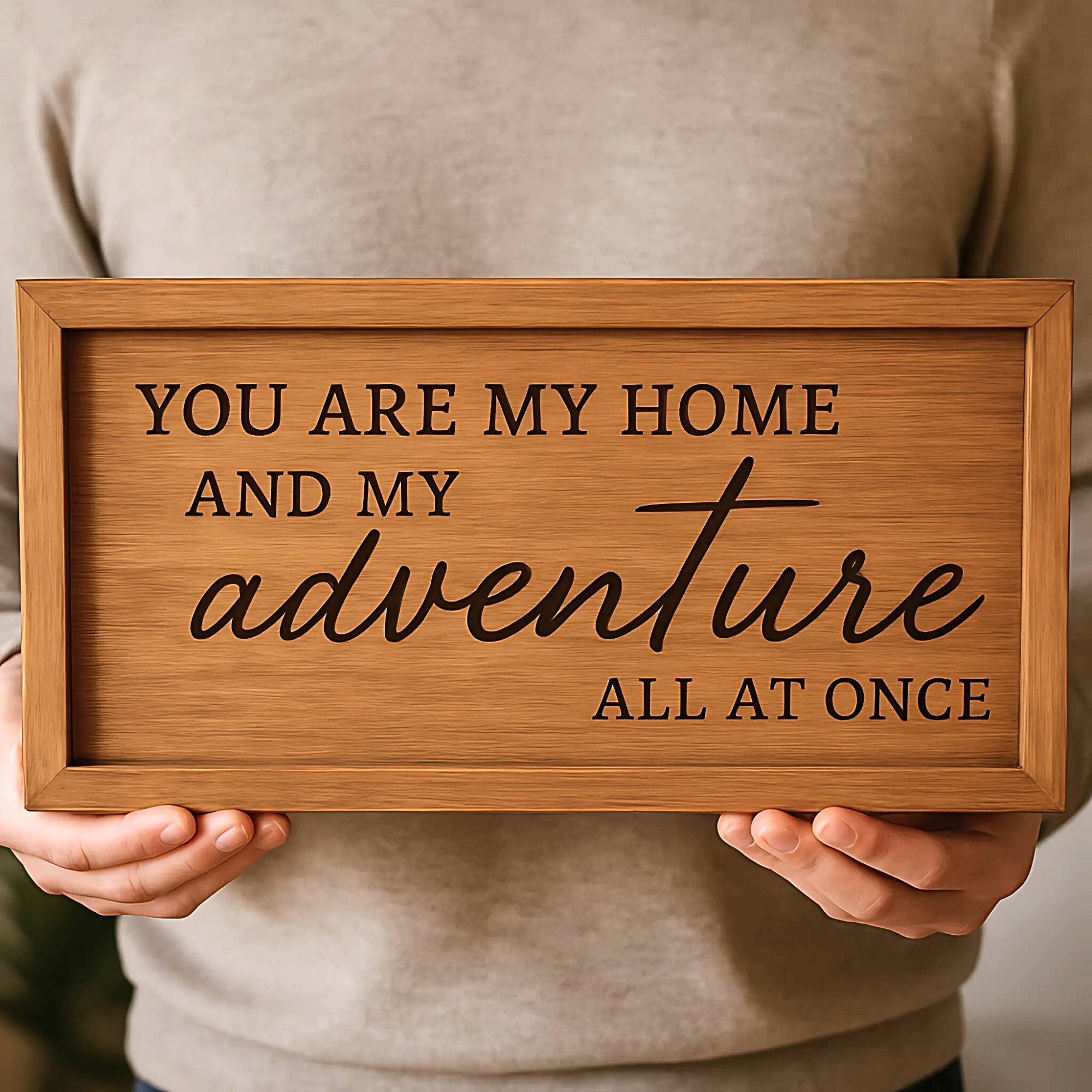 Hardly Laser™ Custom Wooden Quote Sign – Personalized Rustic Wall Décor for Home & Love
