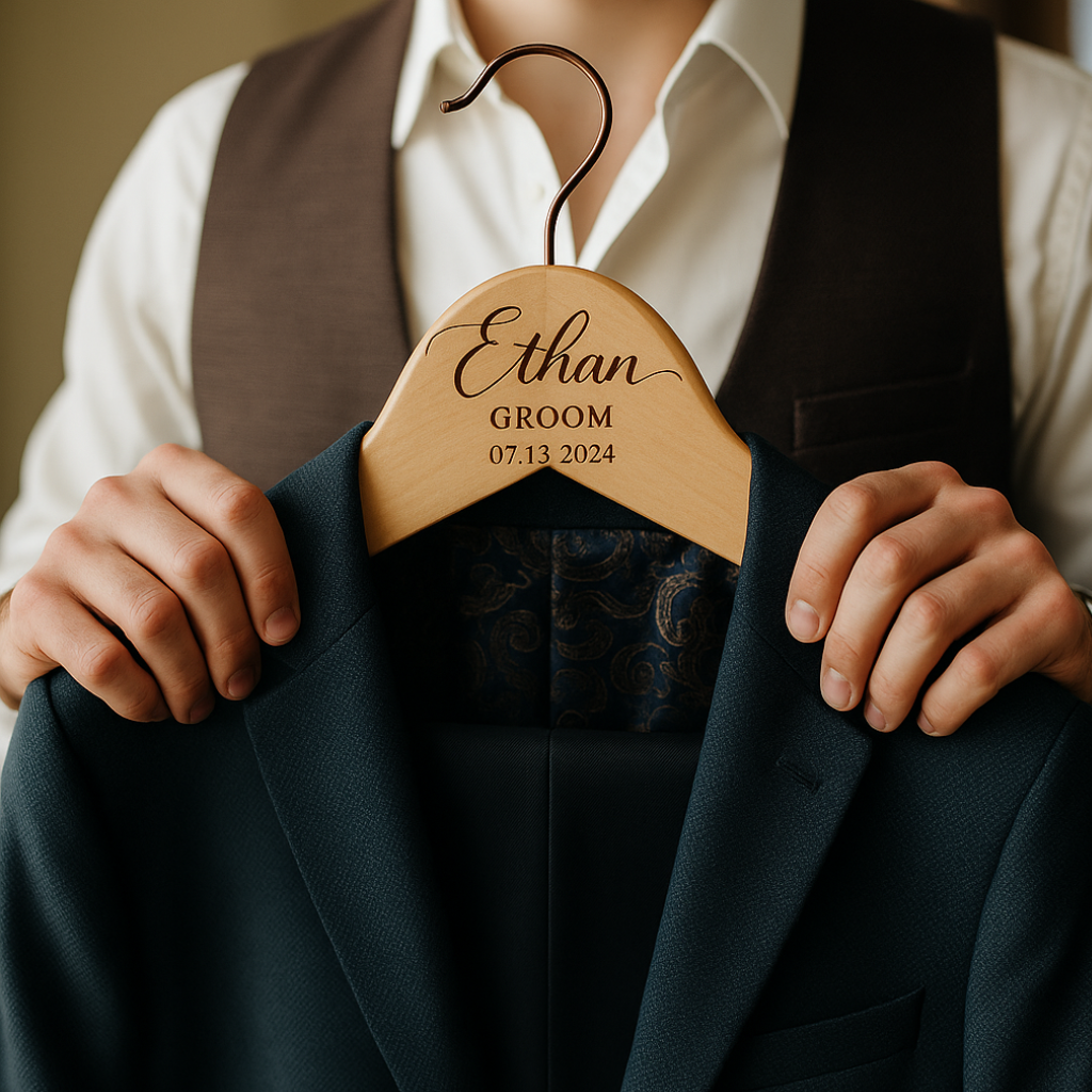 Hardly Laser™ Personalized Bridesmaid Hangers – Custom Wooden Engraved Wedding Dress Hangers for Bridal Party & Wedding Photos