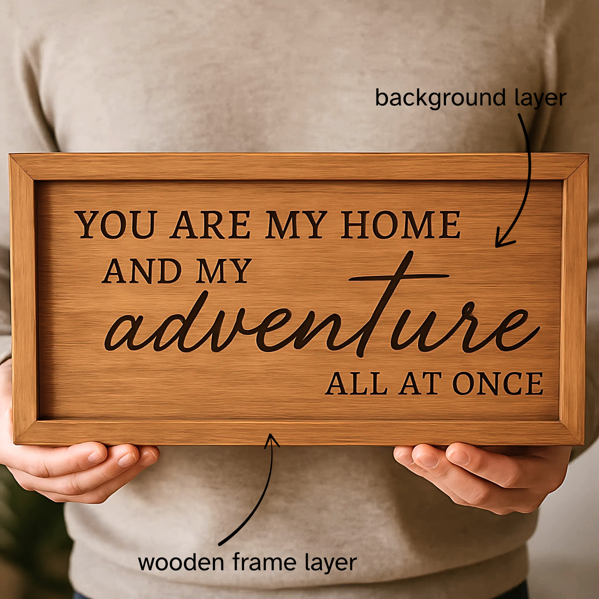 Hardly Laser™ Custom Wooden Quote Sign – Personalized Rustic Wall Décor for Home & Love