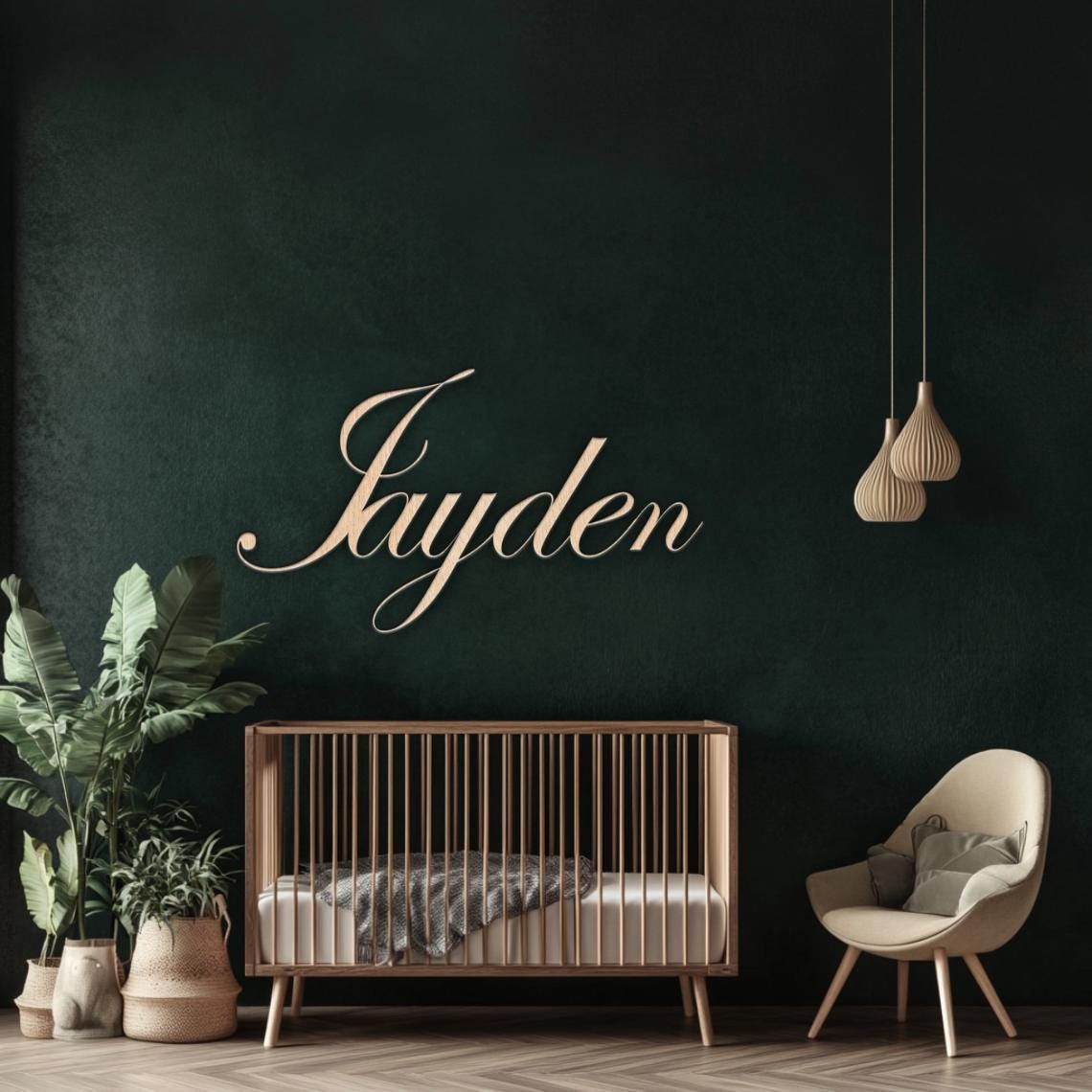 Hardly Laser™ Personalized Wooden Name Sign for Nursery – Custom Baby Wall Décor, Kids Room or Family Plaque