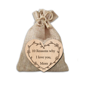 Hardly Laser™ Personalized Heart Reasons Why I Love You Mom – Custom Wooden Keepsake Gift for Mother’s Day, Birthday, or Valentine’s Day