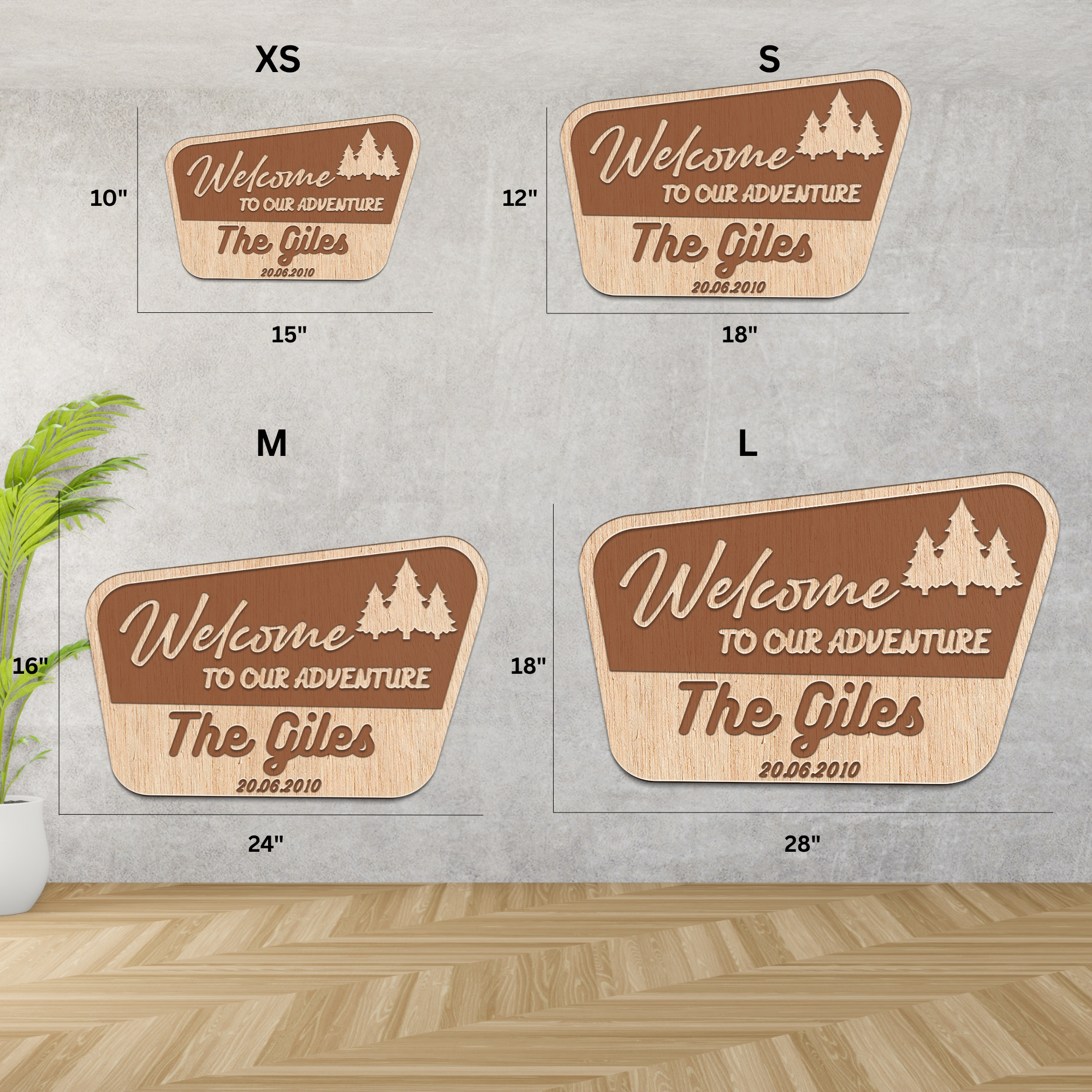 Hardly Laser™ Personalized Family Adventure Sign – Custom Laser Engraved Wooden National Park Style RV & Cabin Decor