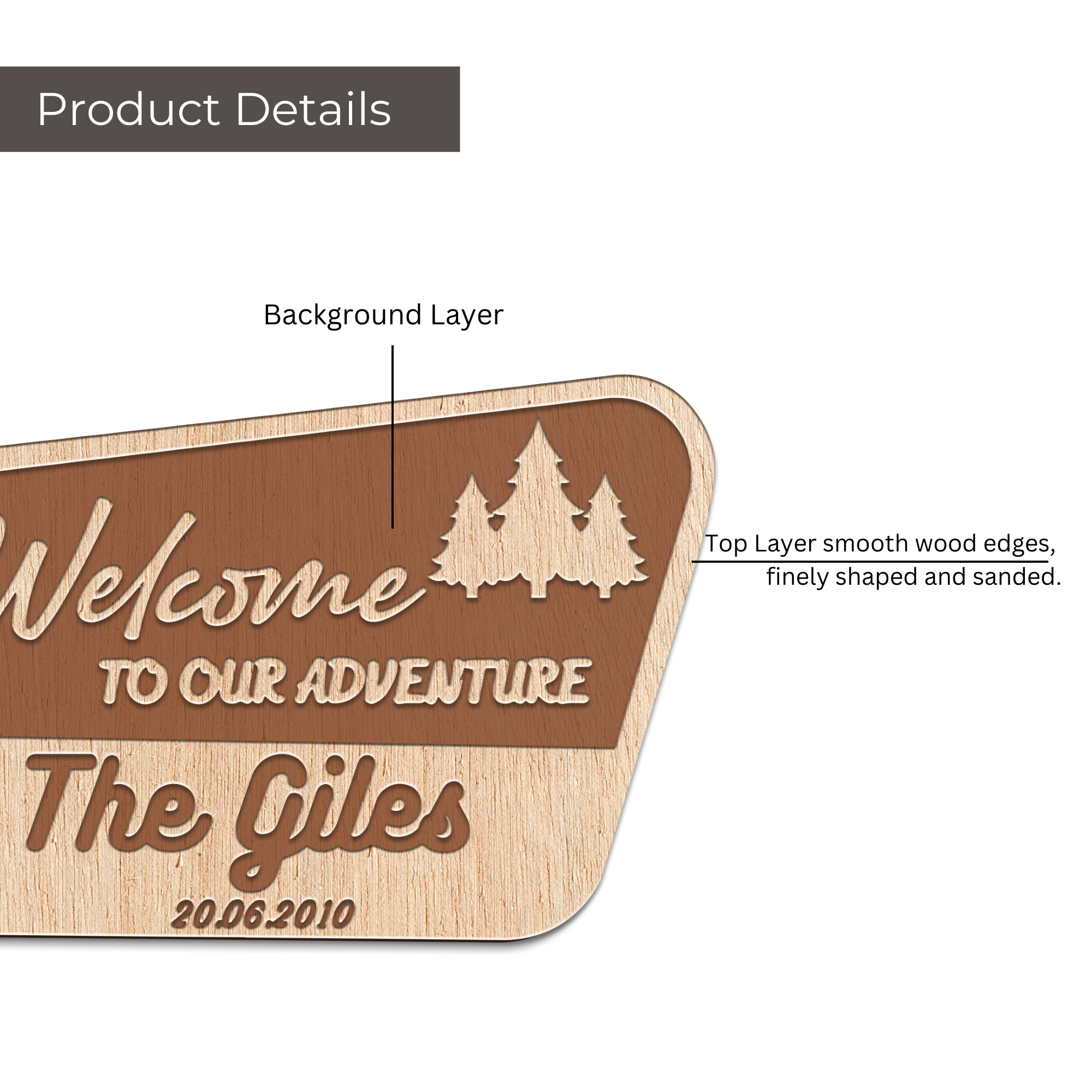 Hardly Laser™ Personalized Family Adventure Sign – Custom Laser Engraved Wooden National Park Style RV & Cabin Decor