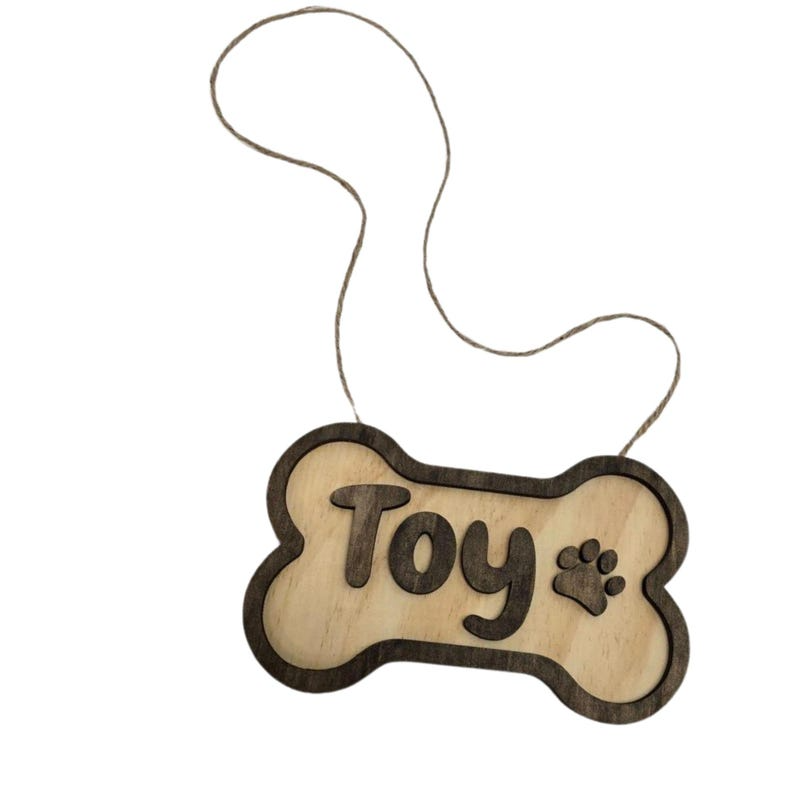 Hardly Laser™ Personalized Dog Name Sign – Laser Engraved Wooden Bone Tag for Kennels & Toy Bins